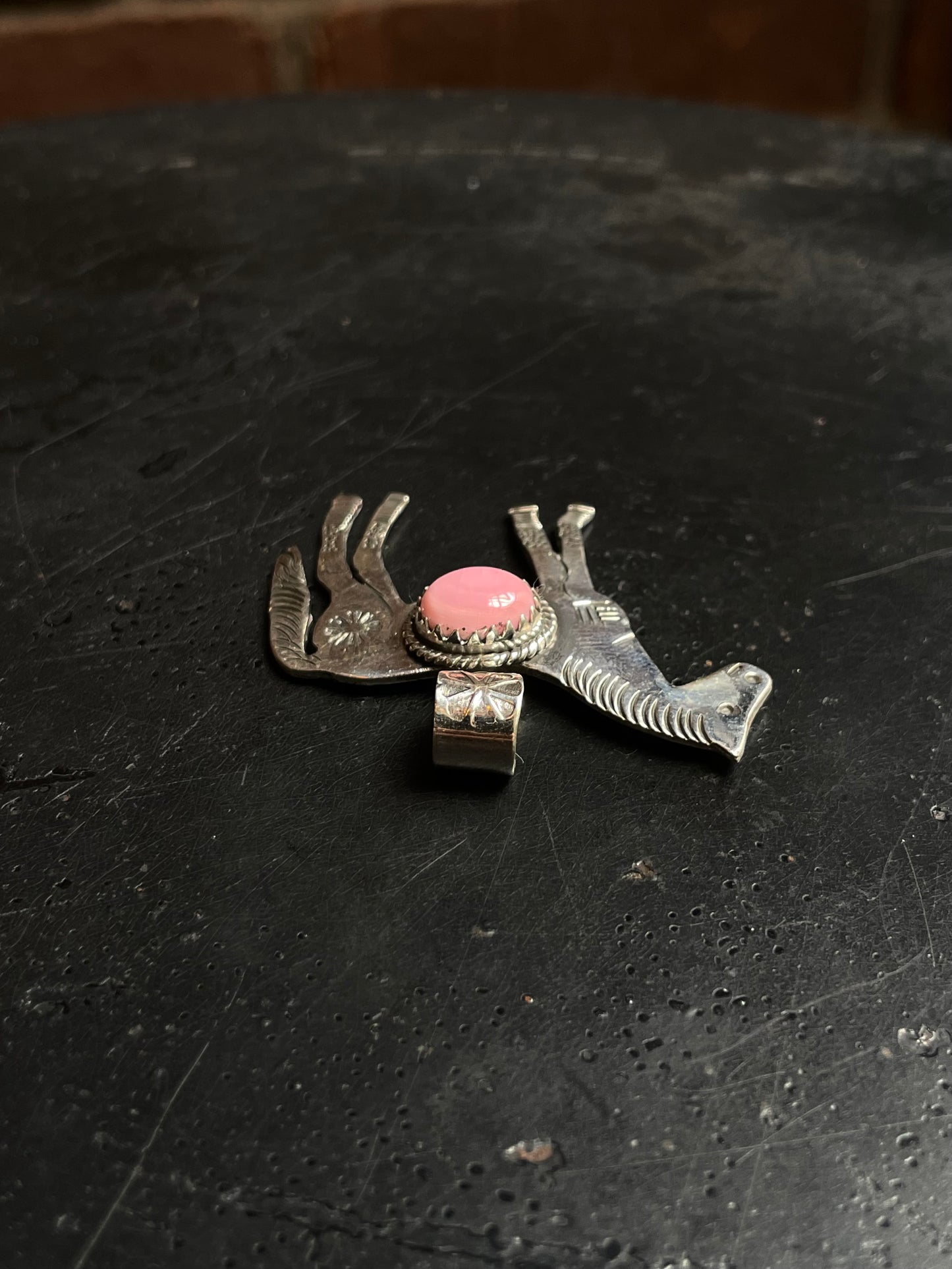 Pink Conch Horse Pendant | 925 Sterling Silver E249