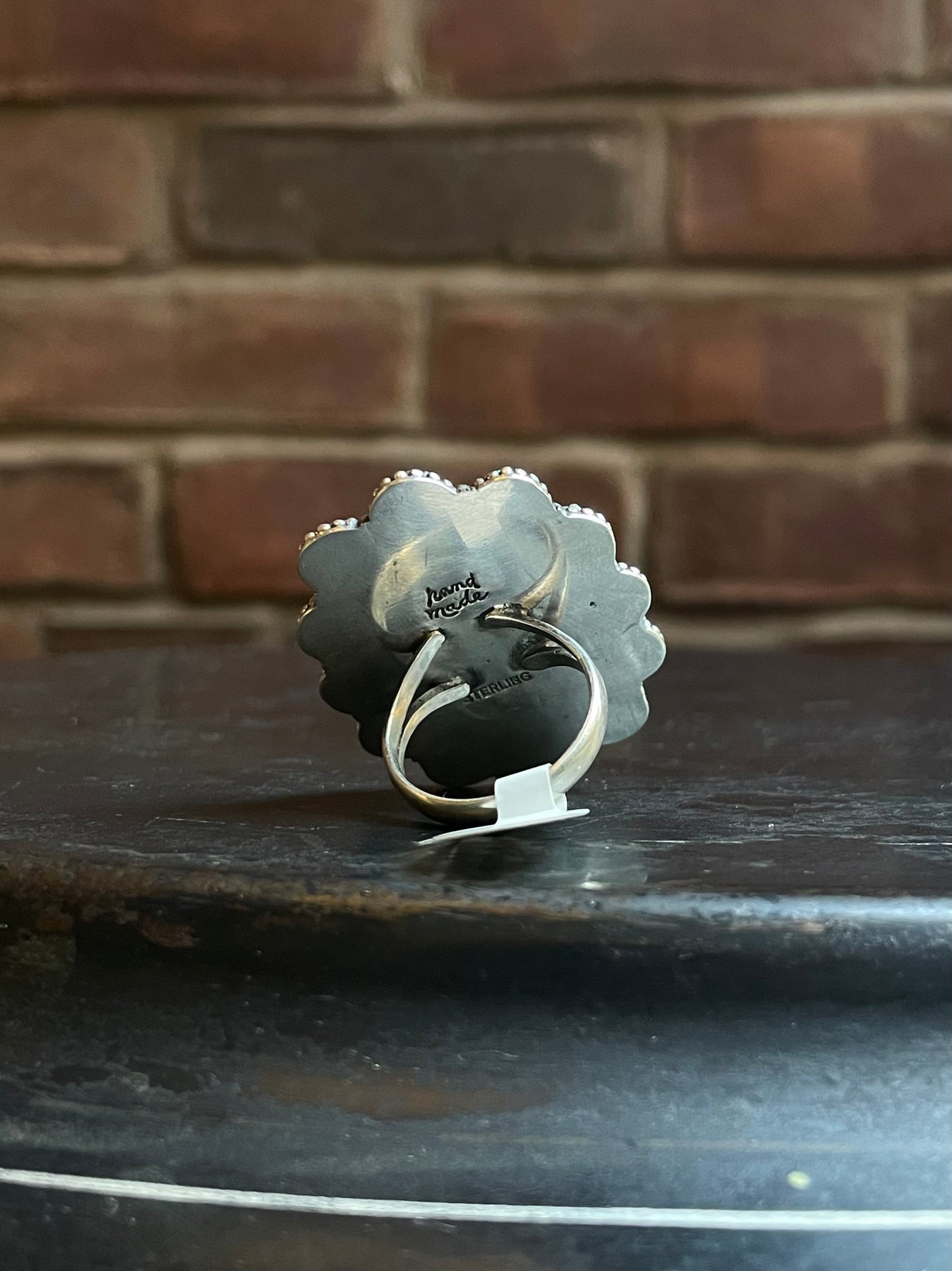 Kingman Turquoise Flower Cluster Ring | Sterling Silver | Size 9 | A132
