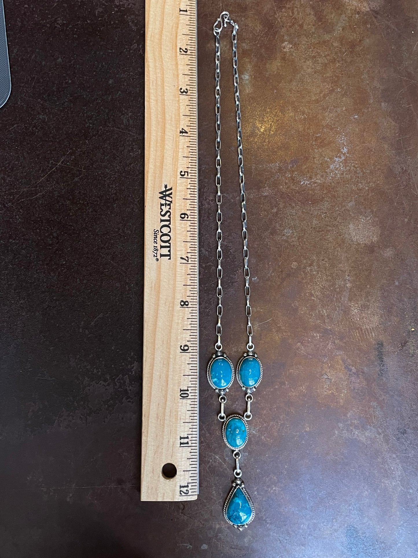 Chrysocolla Lariat Necklace | 925 Sterling Silver C493