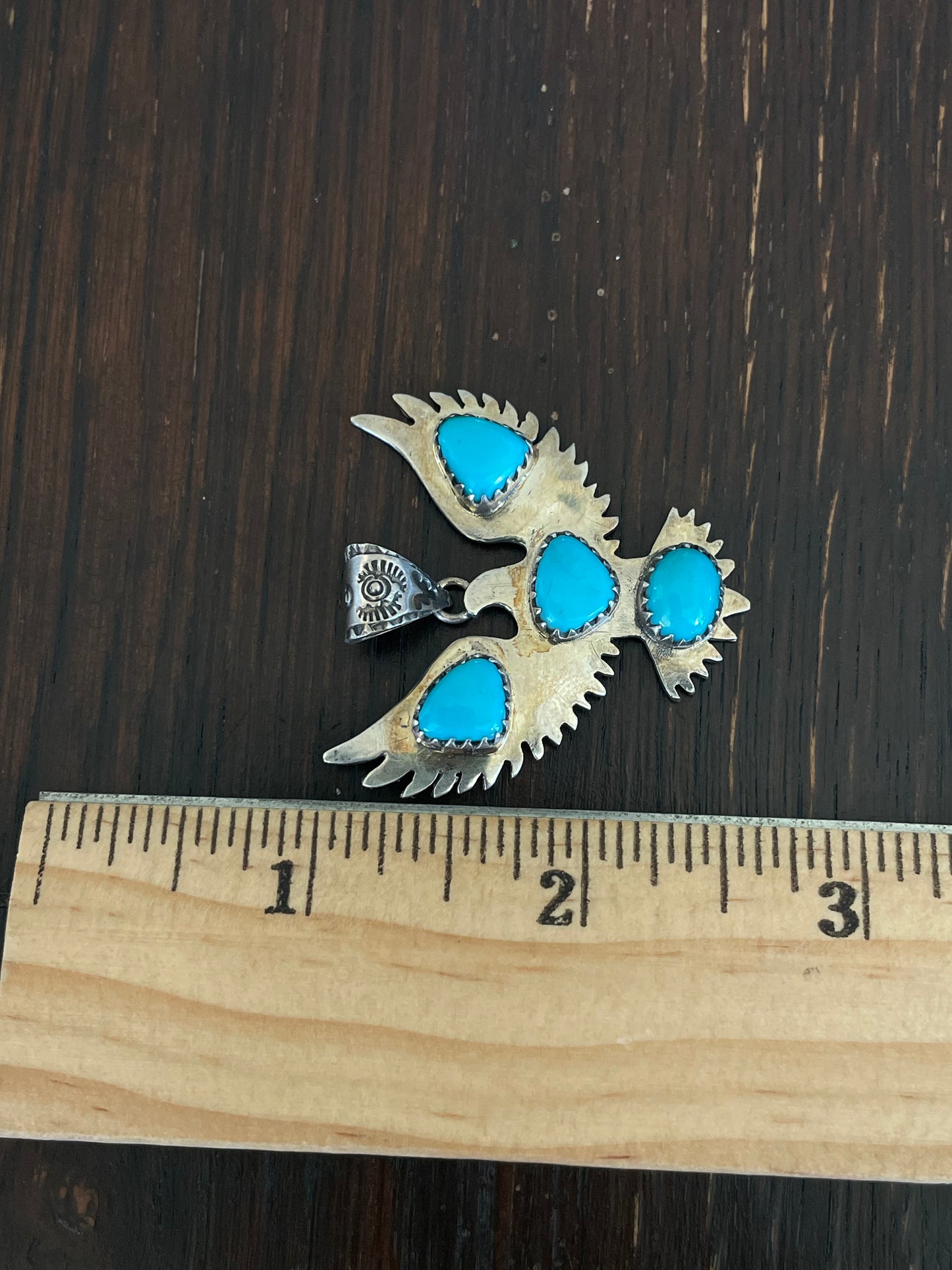 Kingman Turquoise Thunderbird Pendant | Sterling Silver E931