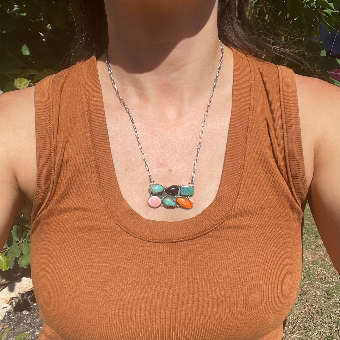 Multi Stone Necklace | 925 Sterling Silver Southwest D127