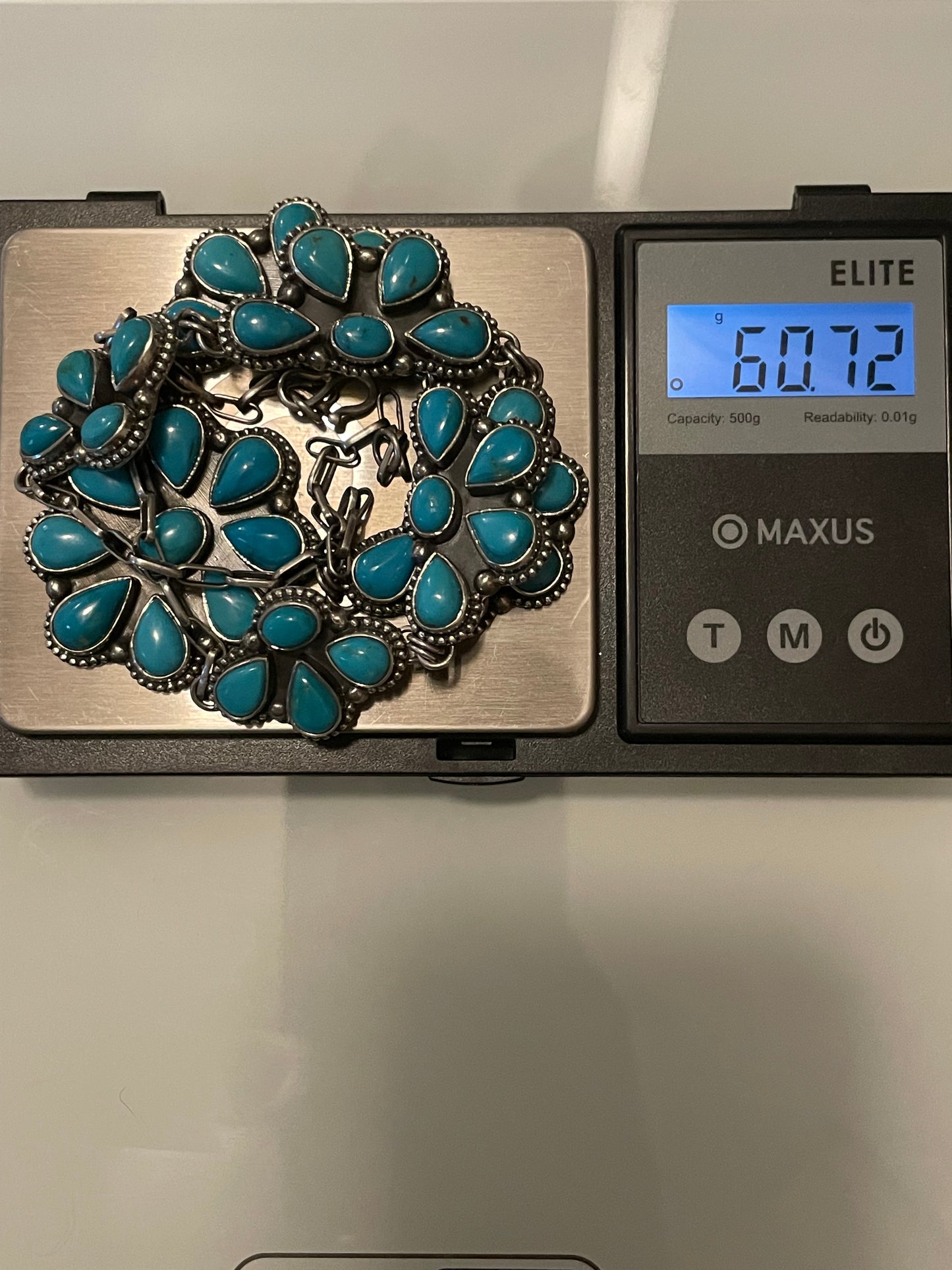 Kingman Turquoise Flower Necklace | 925 Sterling Silver G398