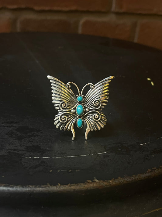 Turquoise Butterfly Ring Size 9 | 925 Sterling Silver C919