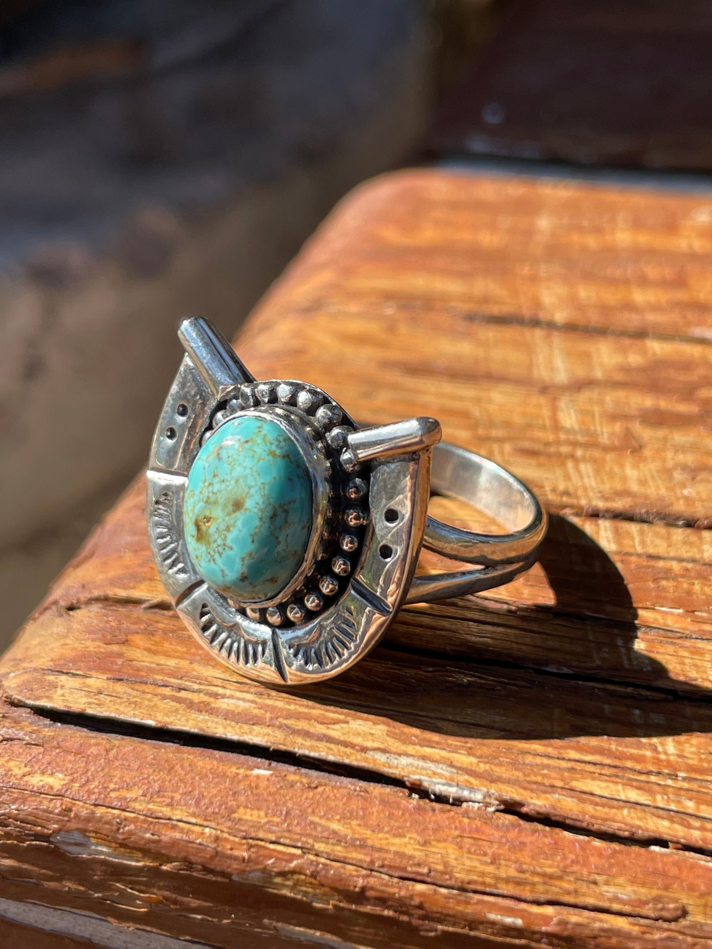 Turquoise Horse Shoe Ring Size 9 | 925 Sterling Silver B925