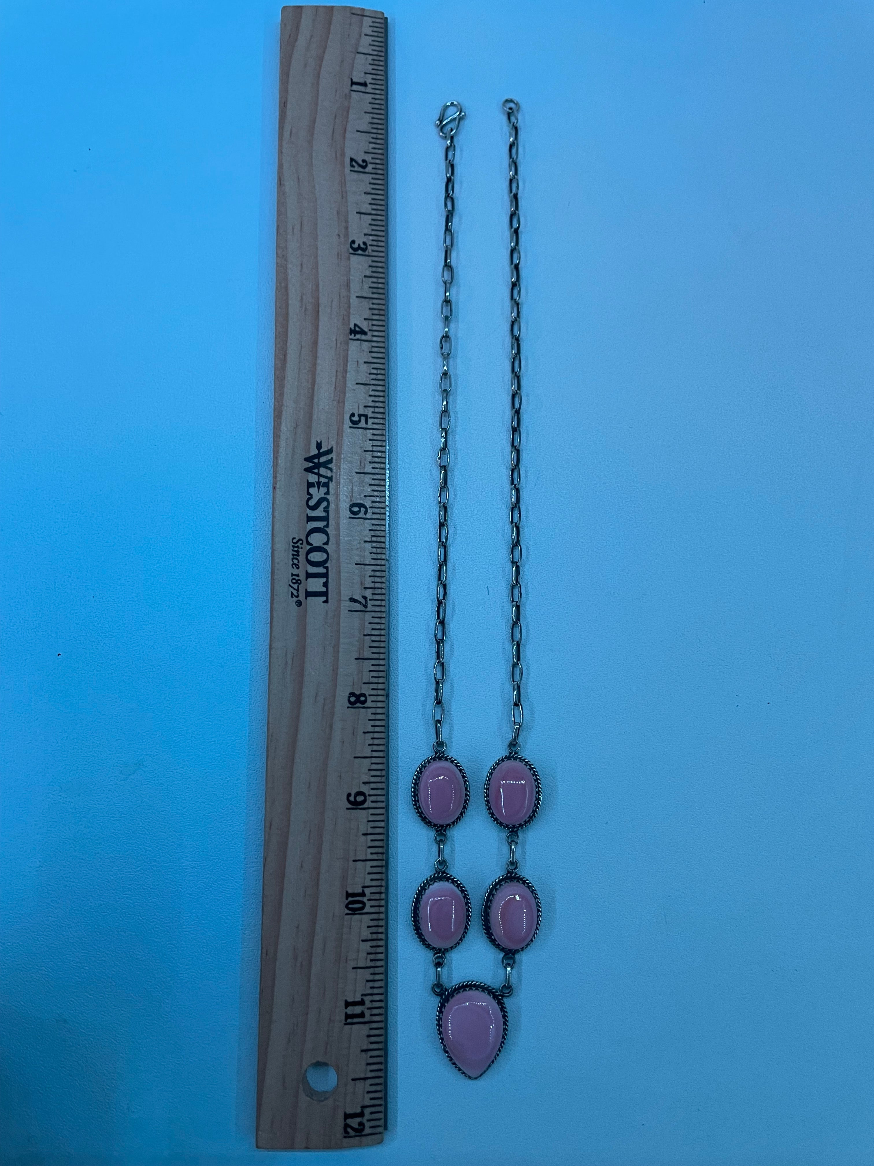 Pink Conch Lariat Necklace | 925 Sterling Silver E344