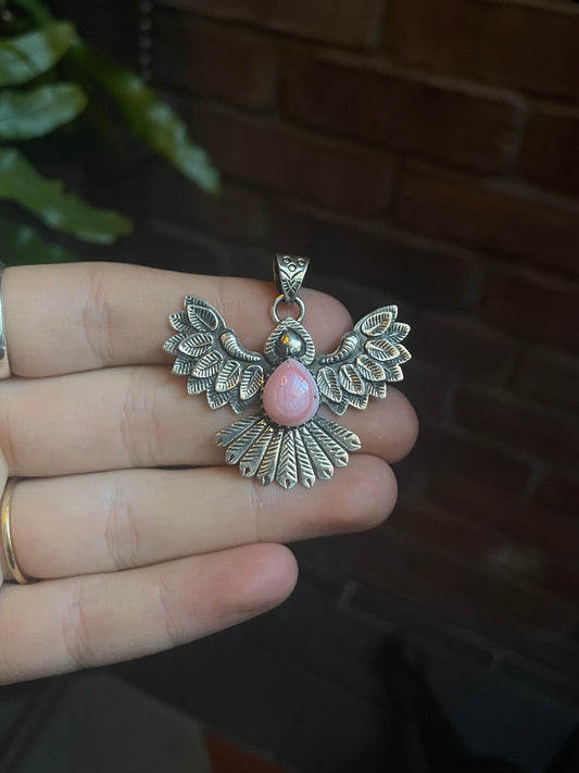 Pink Conch Thunderbird Pendant | 925 Sterling Silver C903