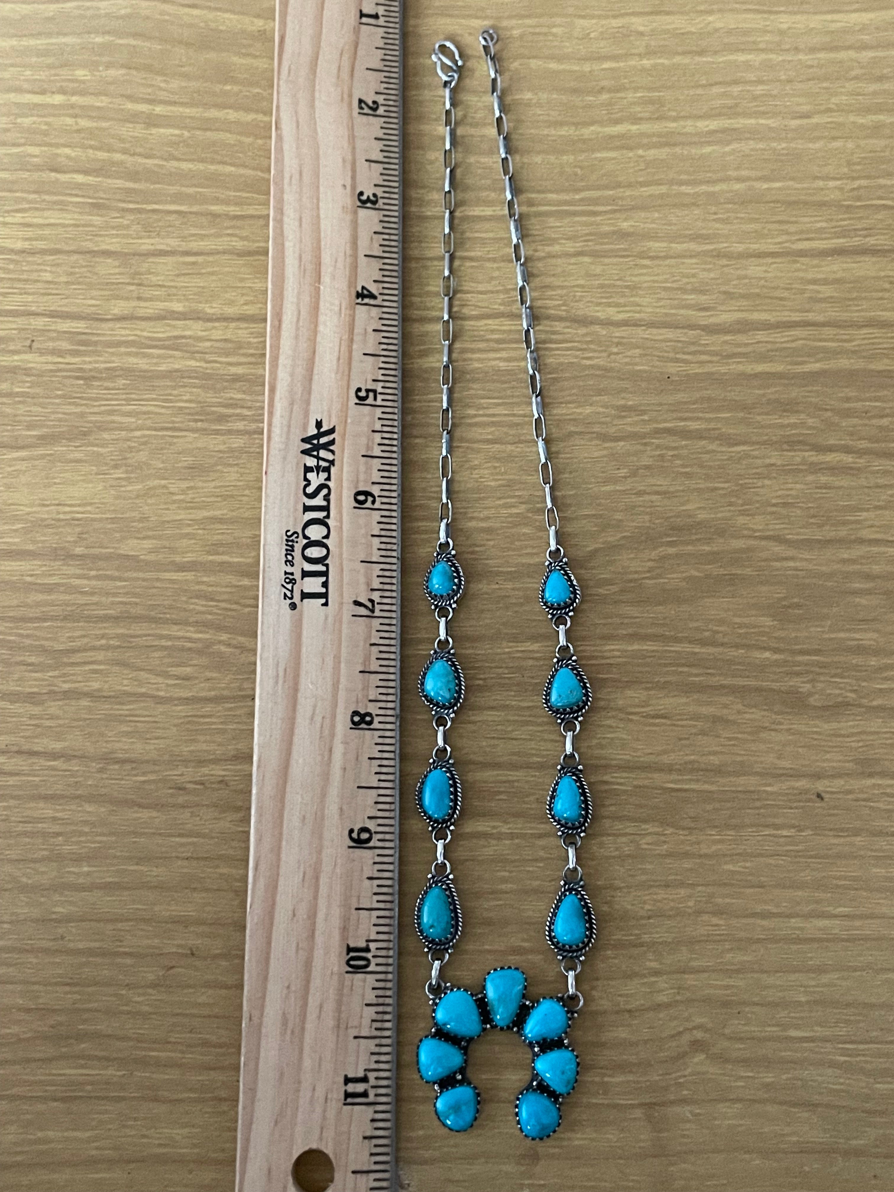 Kingman Turquoise Naja Necklace | 925 Sterling Silver E607