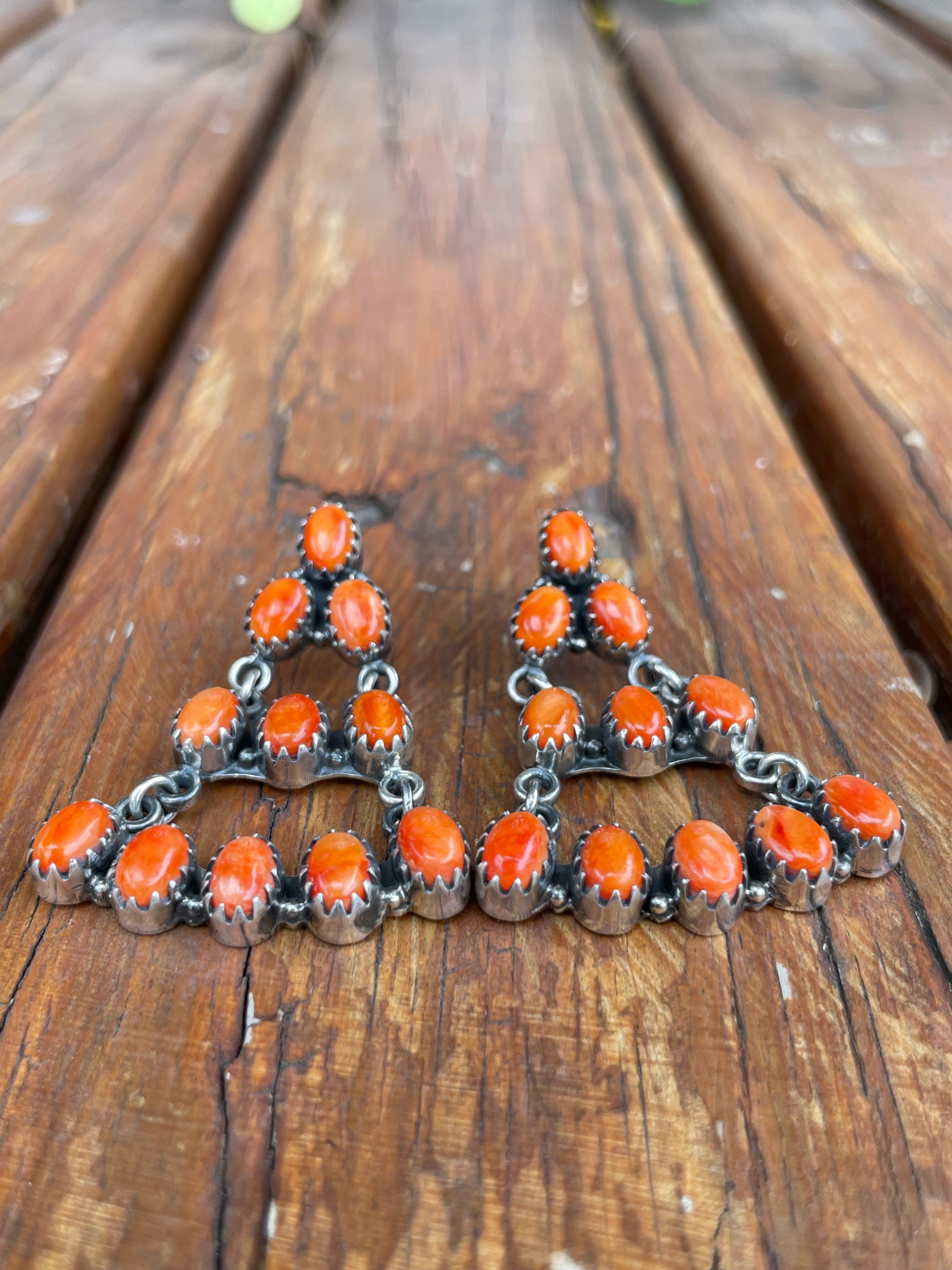 Spiny Oyster Chandelier Stud Earrings | 925 Sterling Silver B961