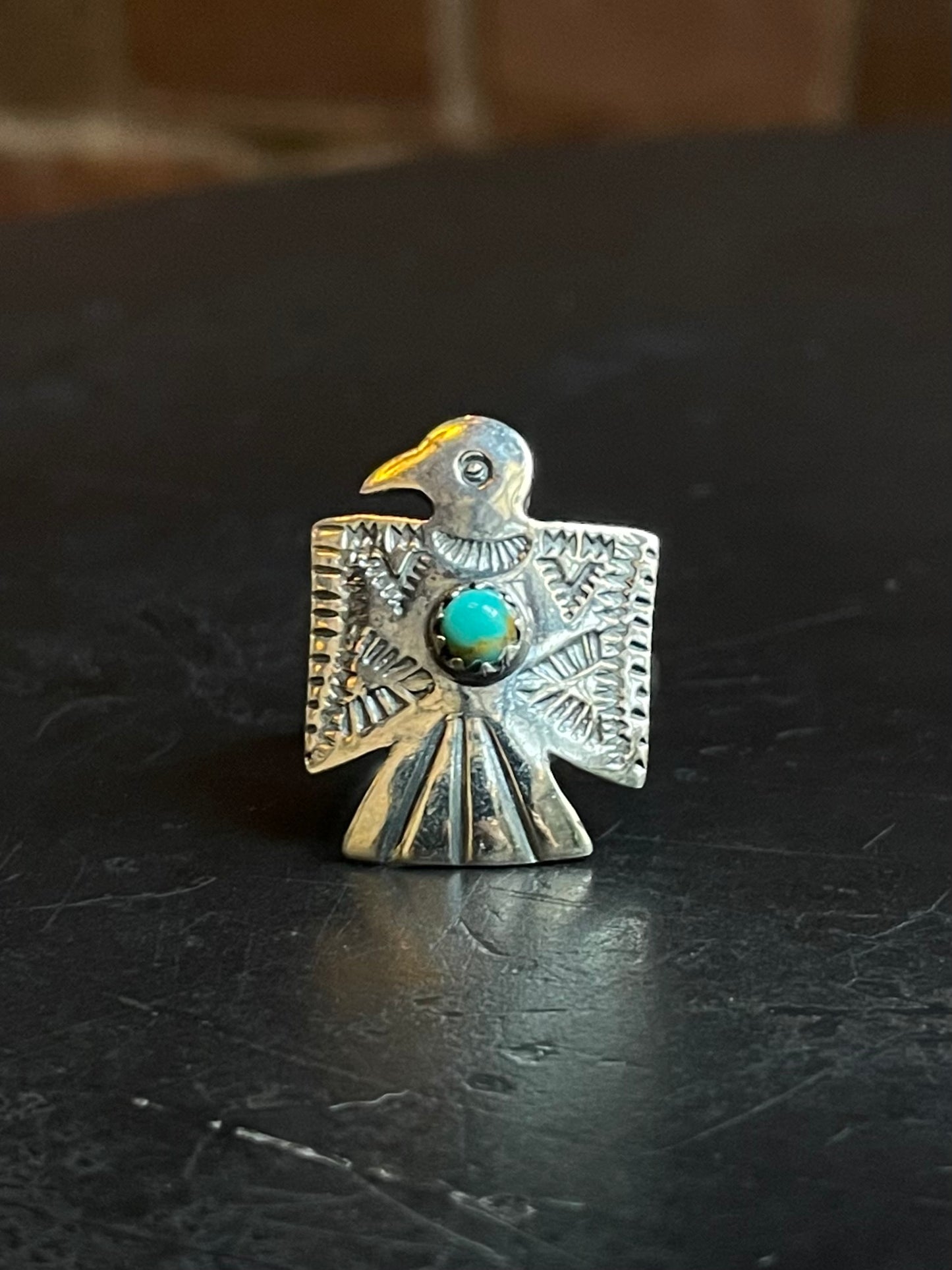 Turquoise Thunderbird Ring | 925 Sterling Silver Size 7 E471