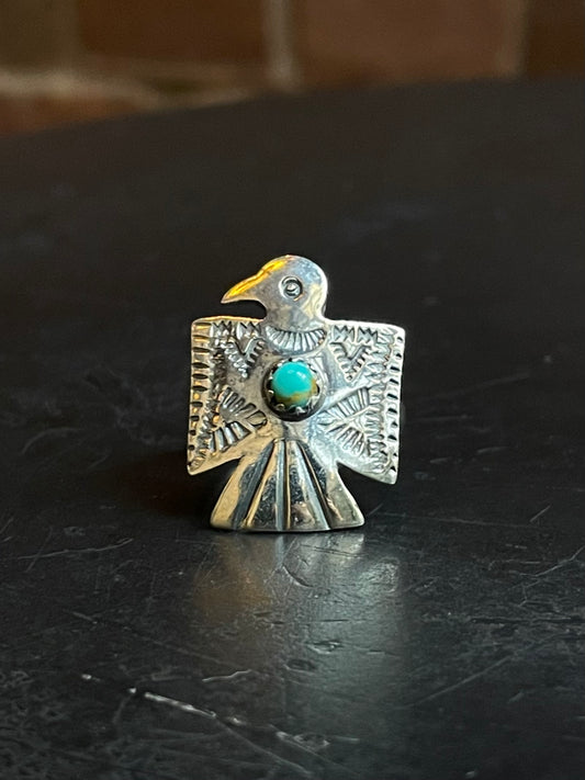 Turquoise Thunderbird Ring | 925 Sterling Silver Size 7 E471