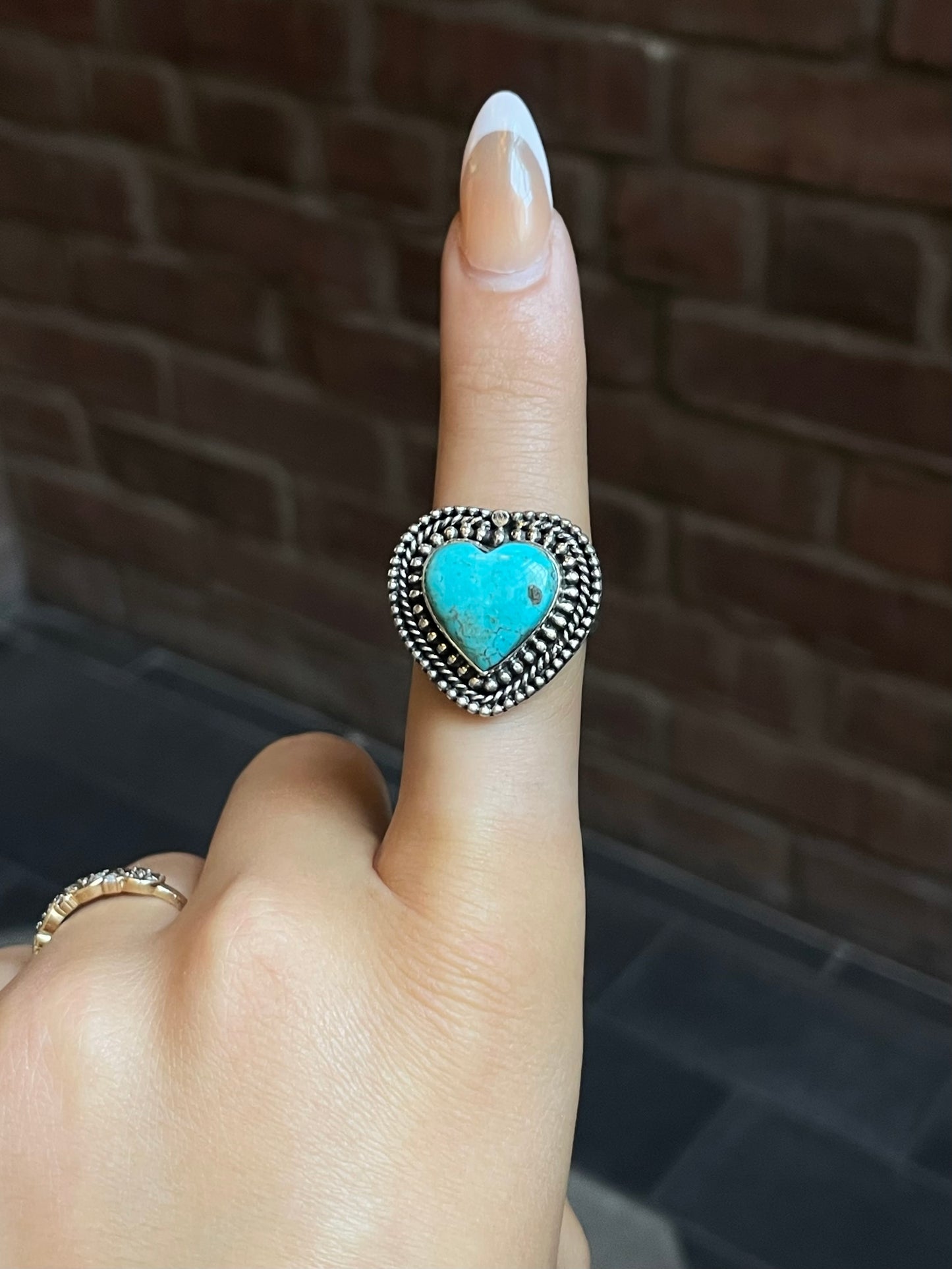 Turquoise Heart Ring Size 9 | Sterling Silver E853