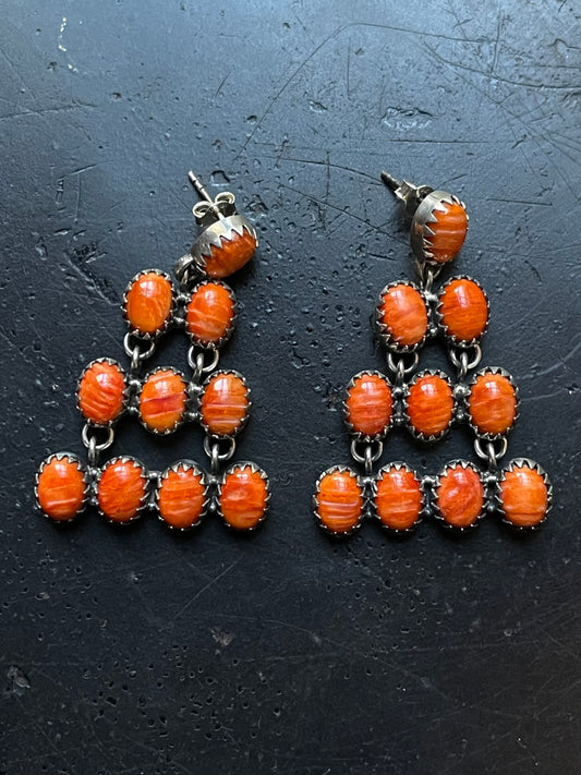 Spiny Oyster Cluster Dangle Earrings | Sterling Silver E944
