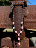 Pink Conch Lariat Necklace | Teardrop Station Drop | 925 Silver E553