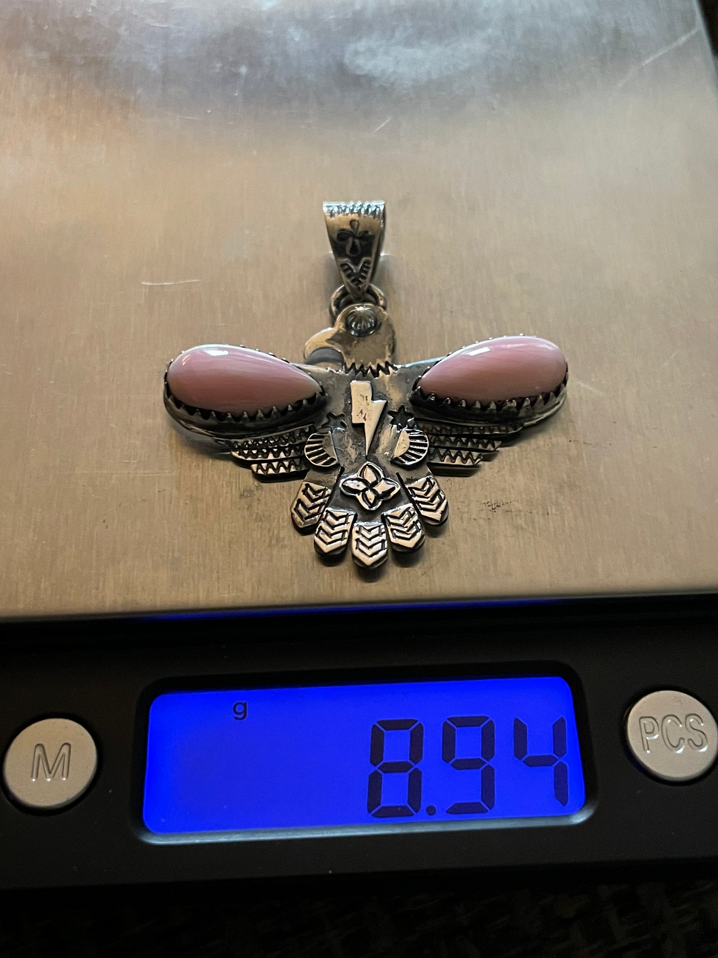 Pink Conch Thunderbird Pendant | Sterling Silver 925 B853