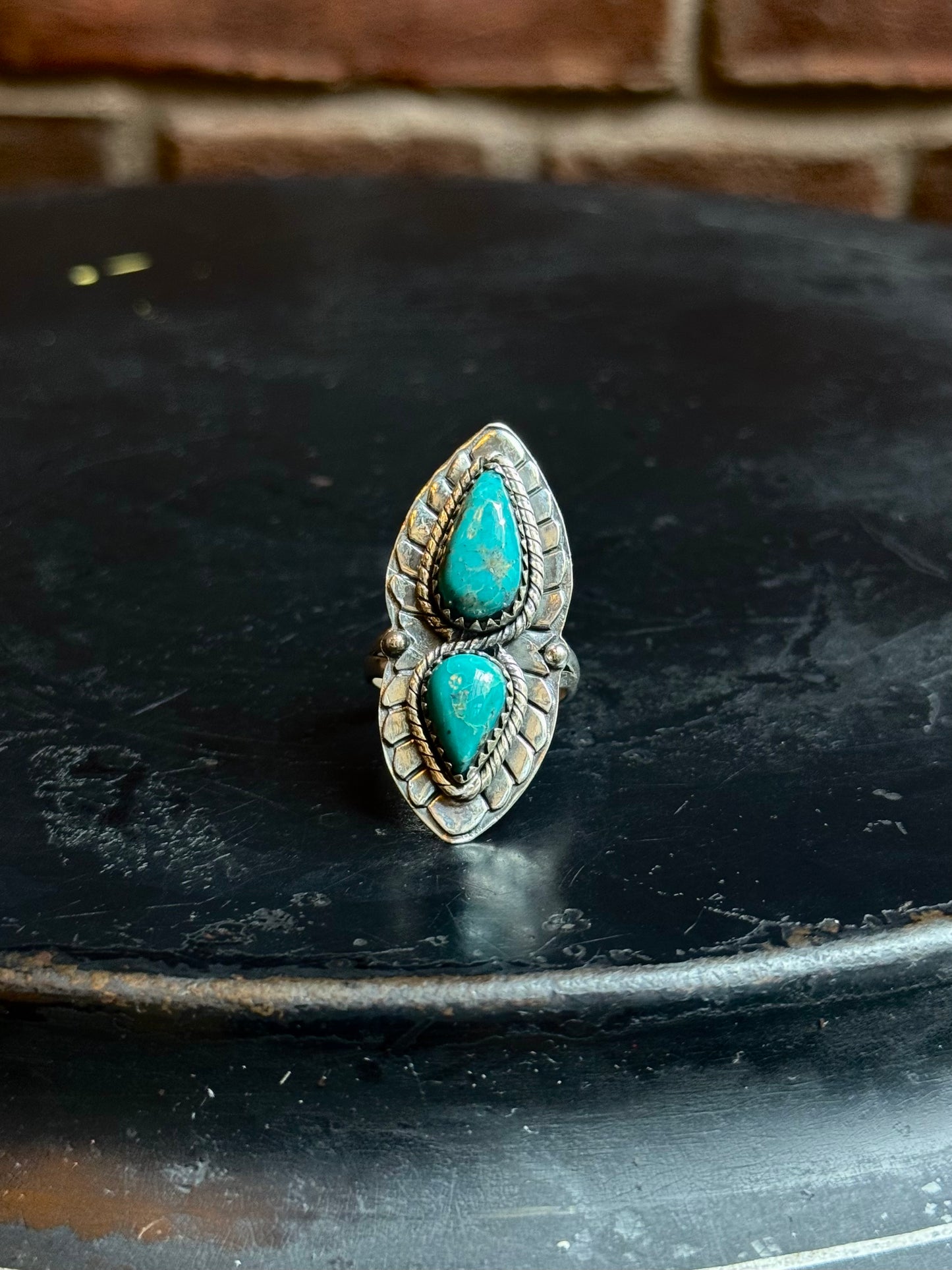 Turquoise Teardrop Ring | Sterling Silver | Size 7 | A883