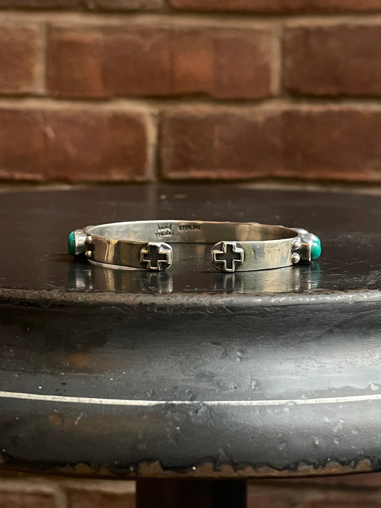 Kingman Turquoise Cuff | Multi Stone Dot Row | 925 Silver E687