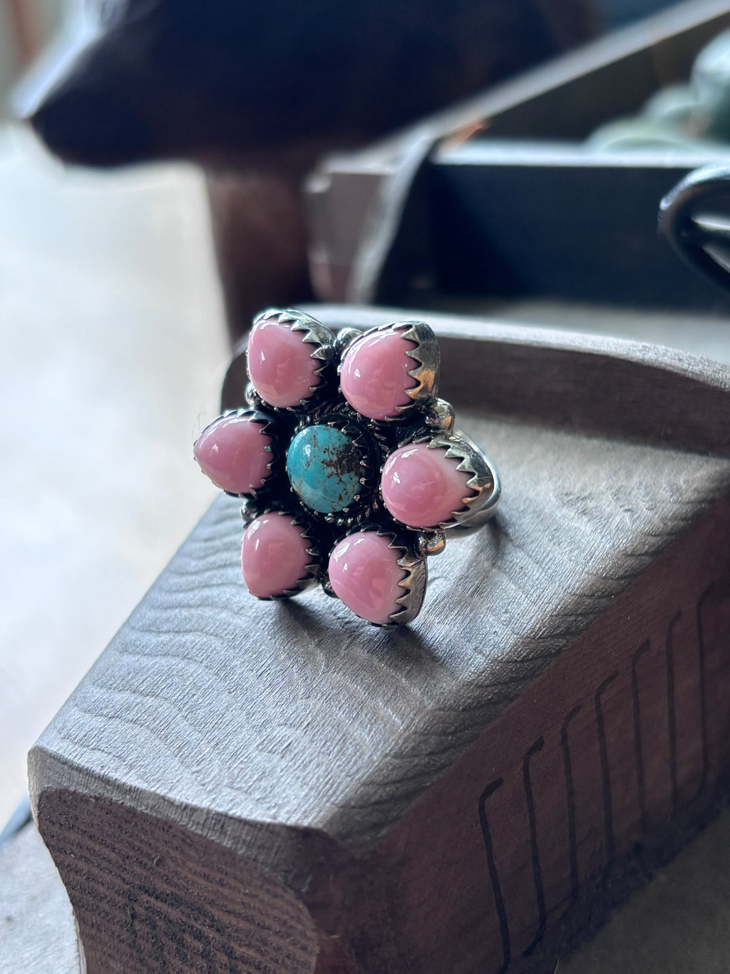 Pink Conch Flower Ring Size 6 | 925 Sterling Silver A104