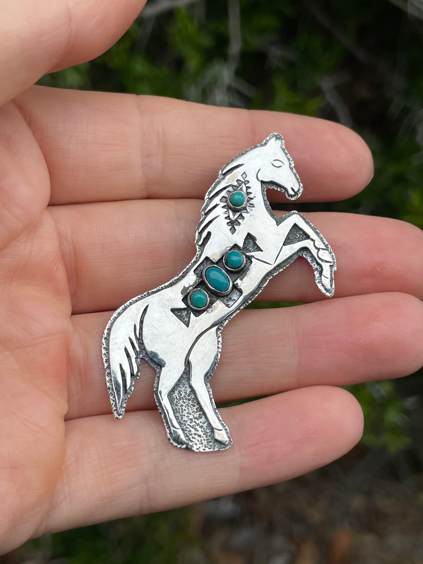 Turquoise Horse Pendant | Sterling Silver 925 B731