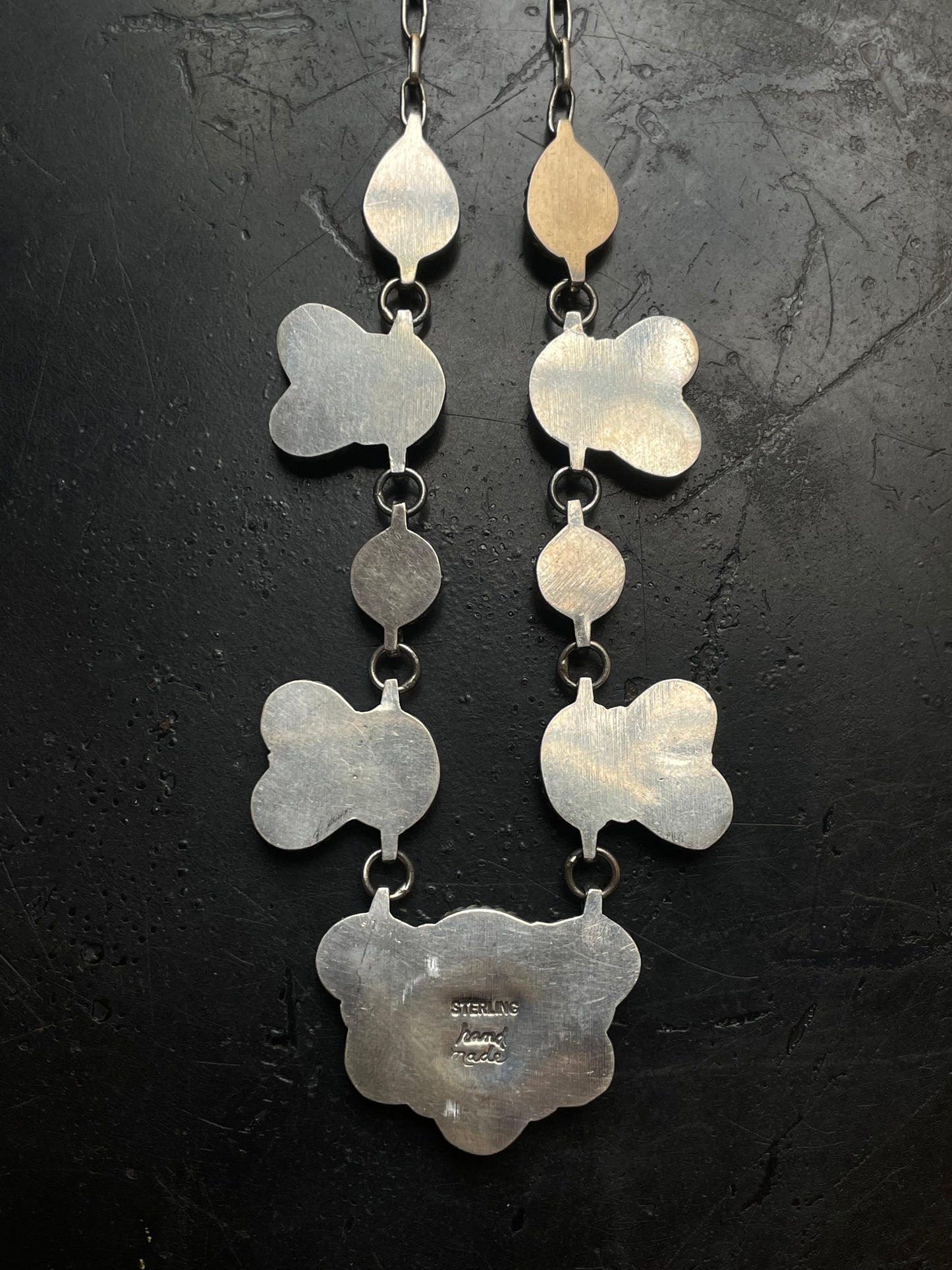Kingman Turquoise Half Flower Necklace | 925 Sterling Silver G404