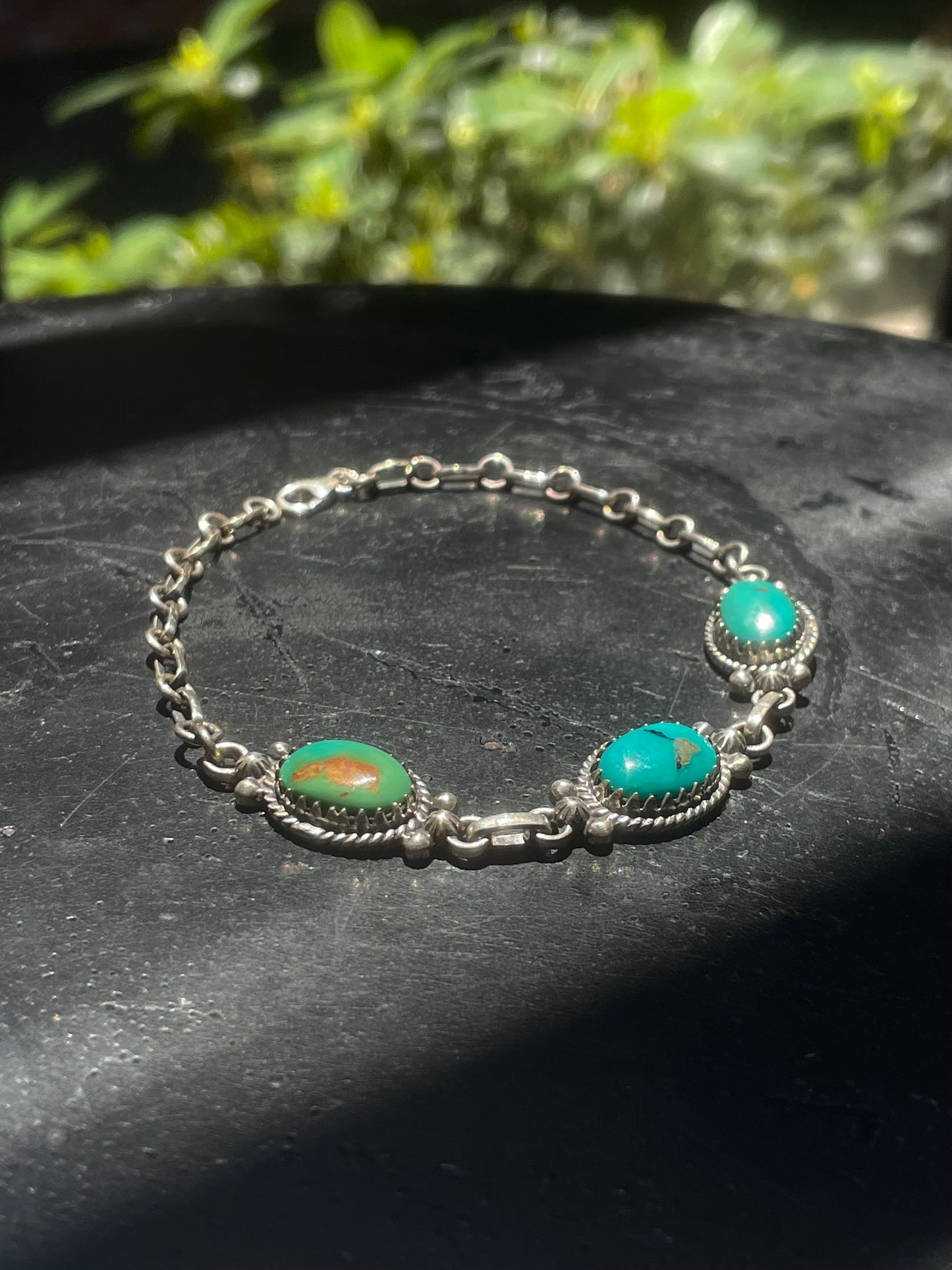 Kingman Turquoise Link Bracelet | Sterling Silver G430