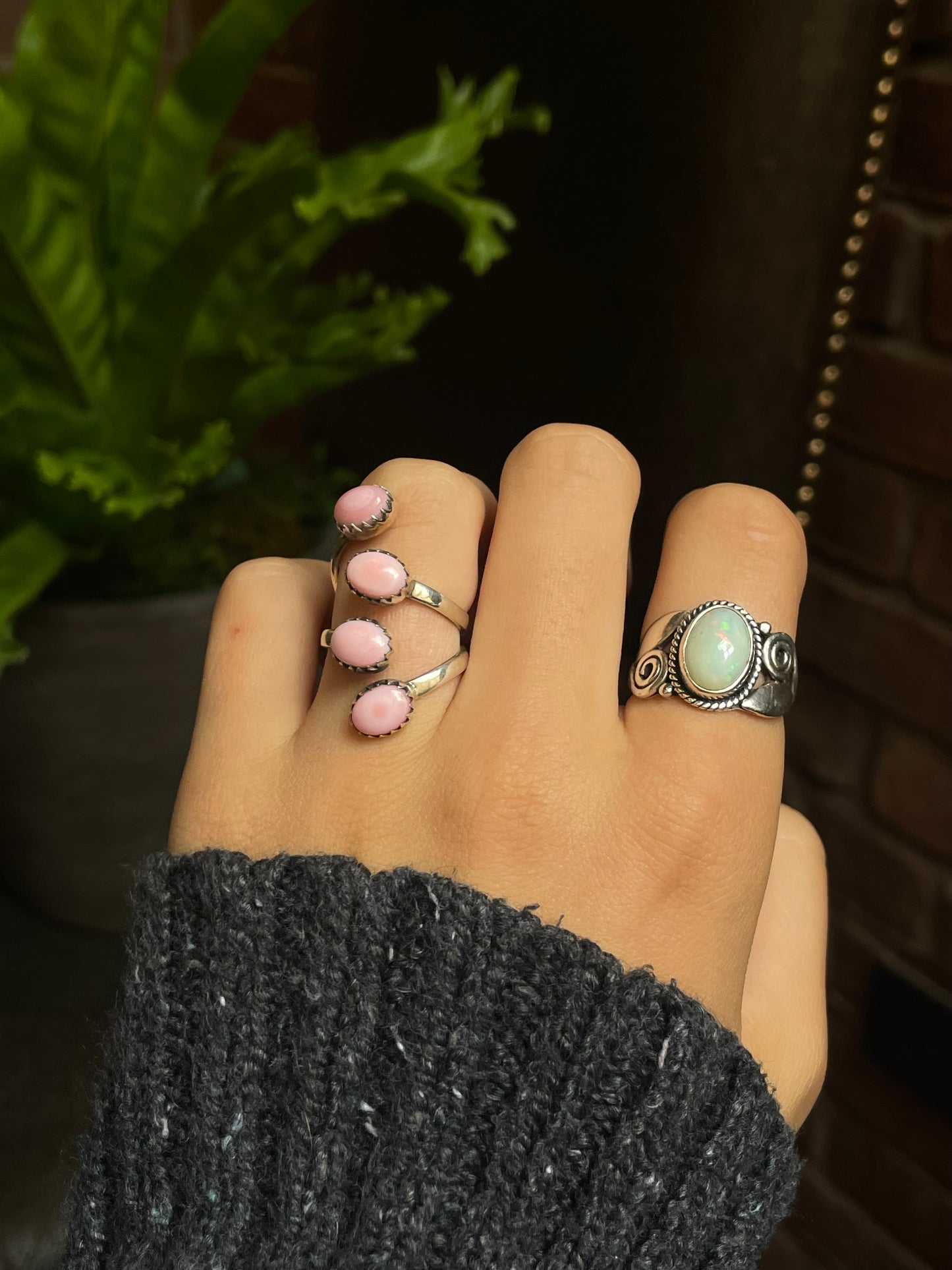 Pink Conch Bypass Ring Size 7 | 925 Sterling Silver G151