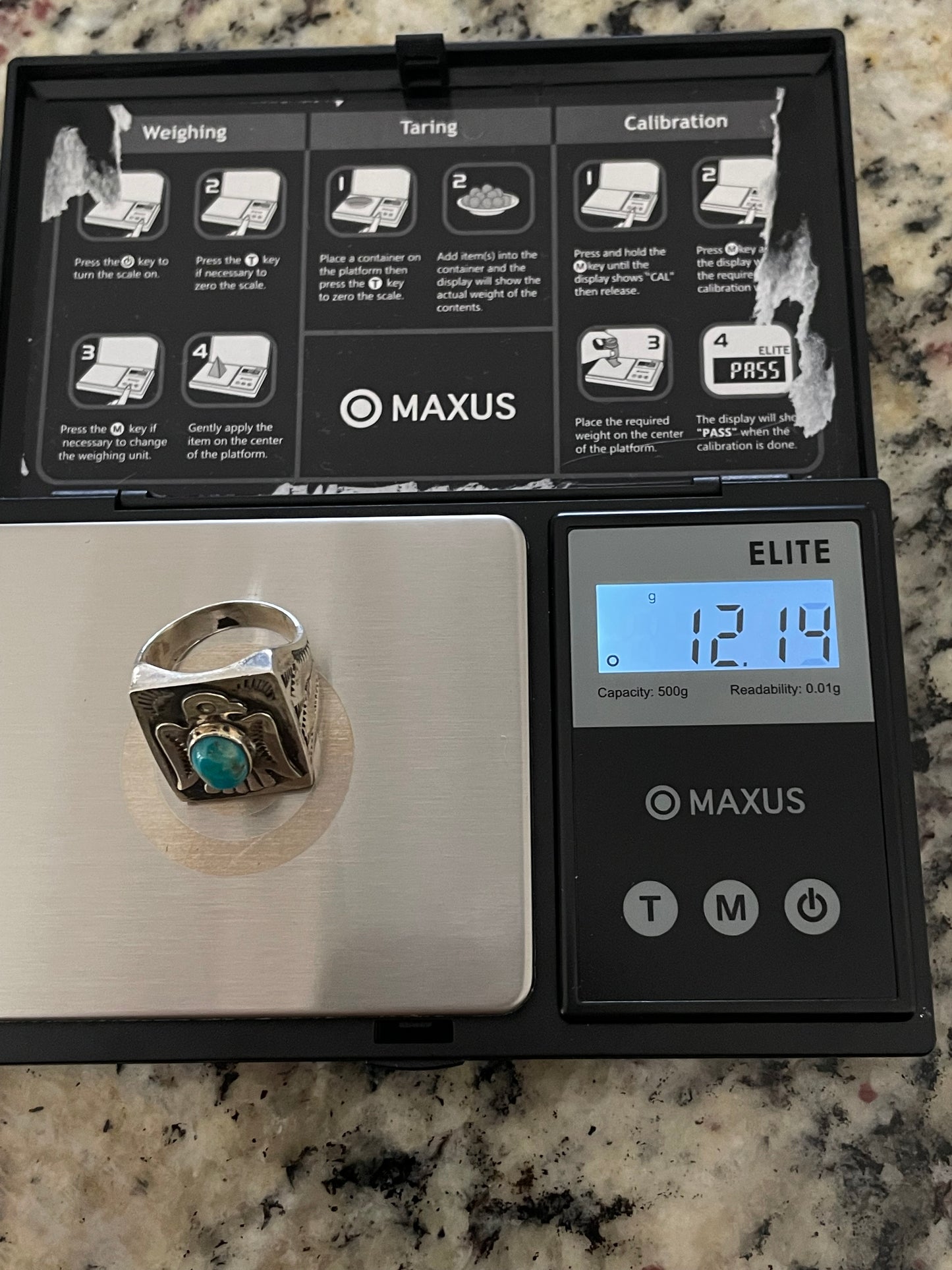 Kingman Turquoise Thunderbird Ring | 925 Sterling Silver | Size 8.75 E313