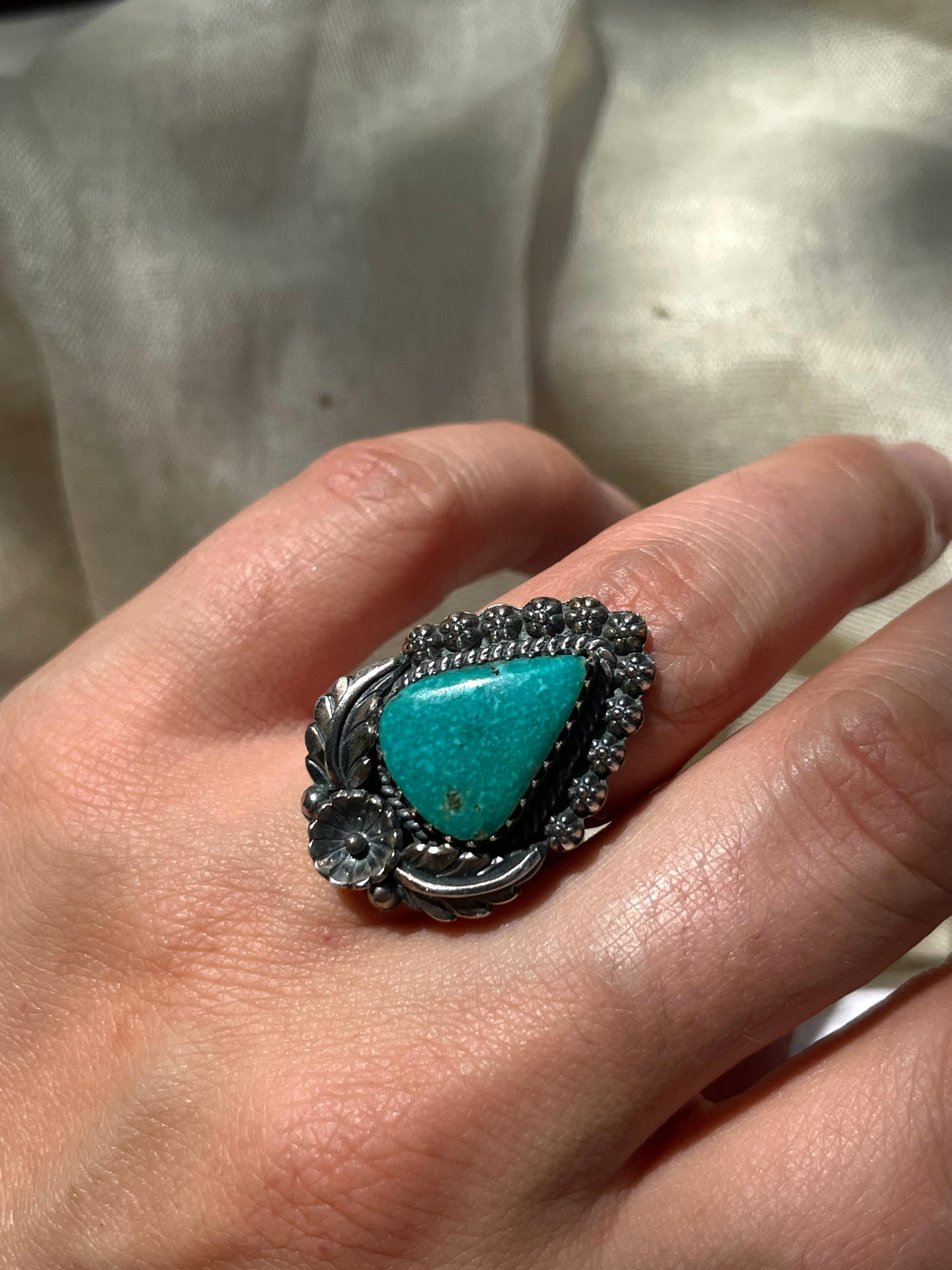 Turquoise Teardrop Ring Size 6 | 925 Sterling Silver C932
