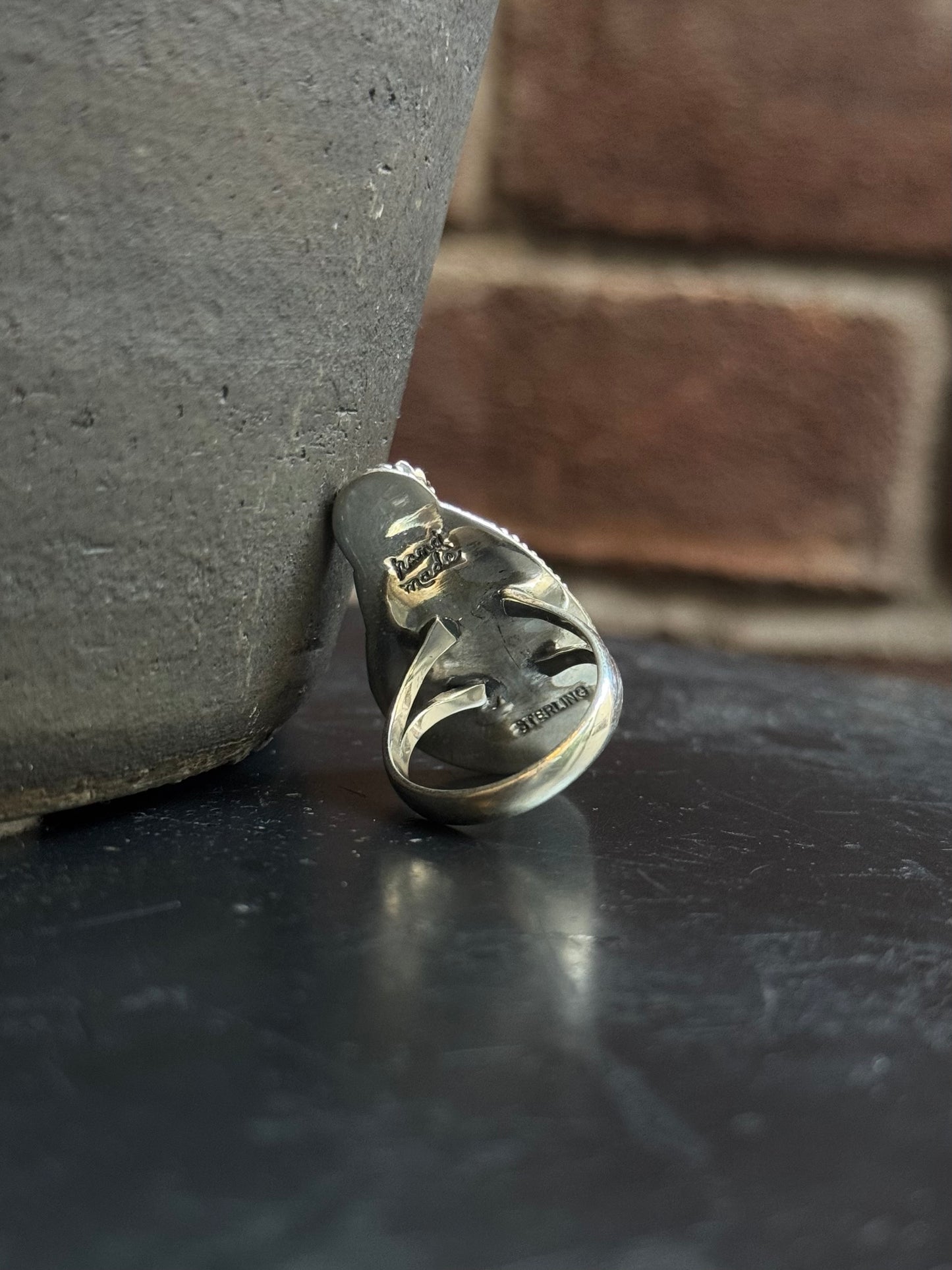 Pink Conch Oval Ring | 925 Sterling Silver | Size 8.5 C320