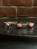 Pink Conch Cuff Bracelet | Three Stone Sterling Silver E683
