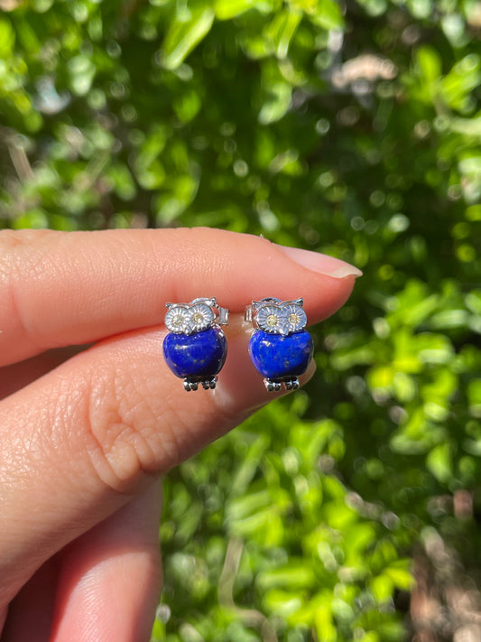 Lapis Flower Stud Earrings | 925 Sterling Silver B596