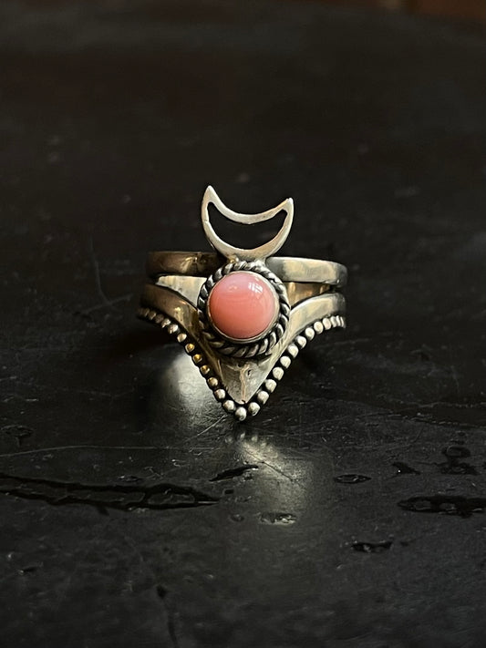 Pink Conch Ring Size 7 | 925 Sterling Silver Southwest E174