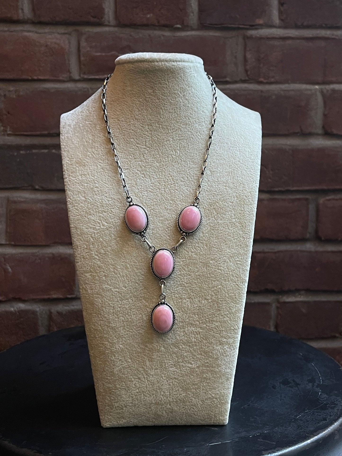 Pink Conch Lariat Necklace | 925 Sterling Silver E346