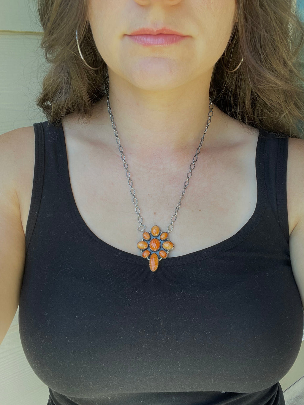 Spiny Oyster Cluster Necklace | 925 Sterling Silver D208
