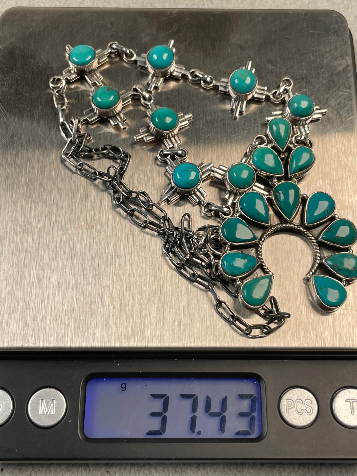 Kingman Turquoise Naja Necklace | Sterling Silver D132