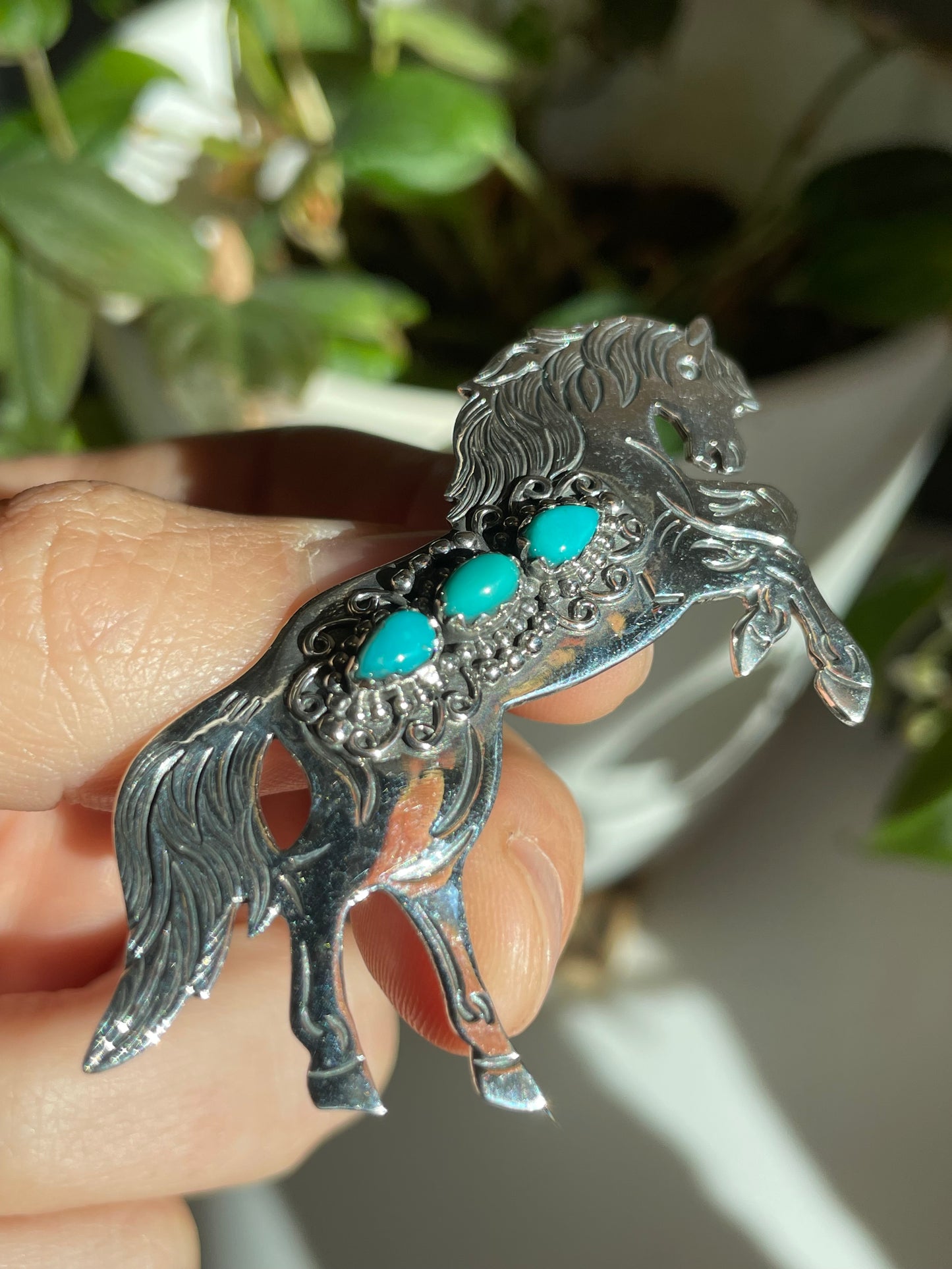 Turquoise Horse Pendant | Sterling Silver 925 B777