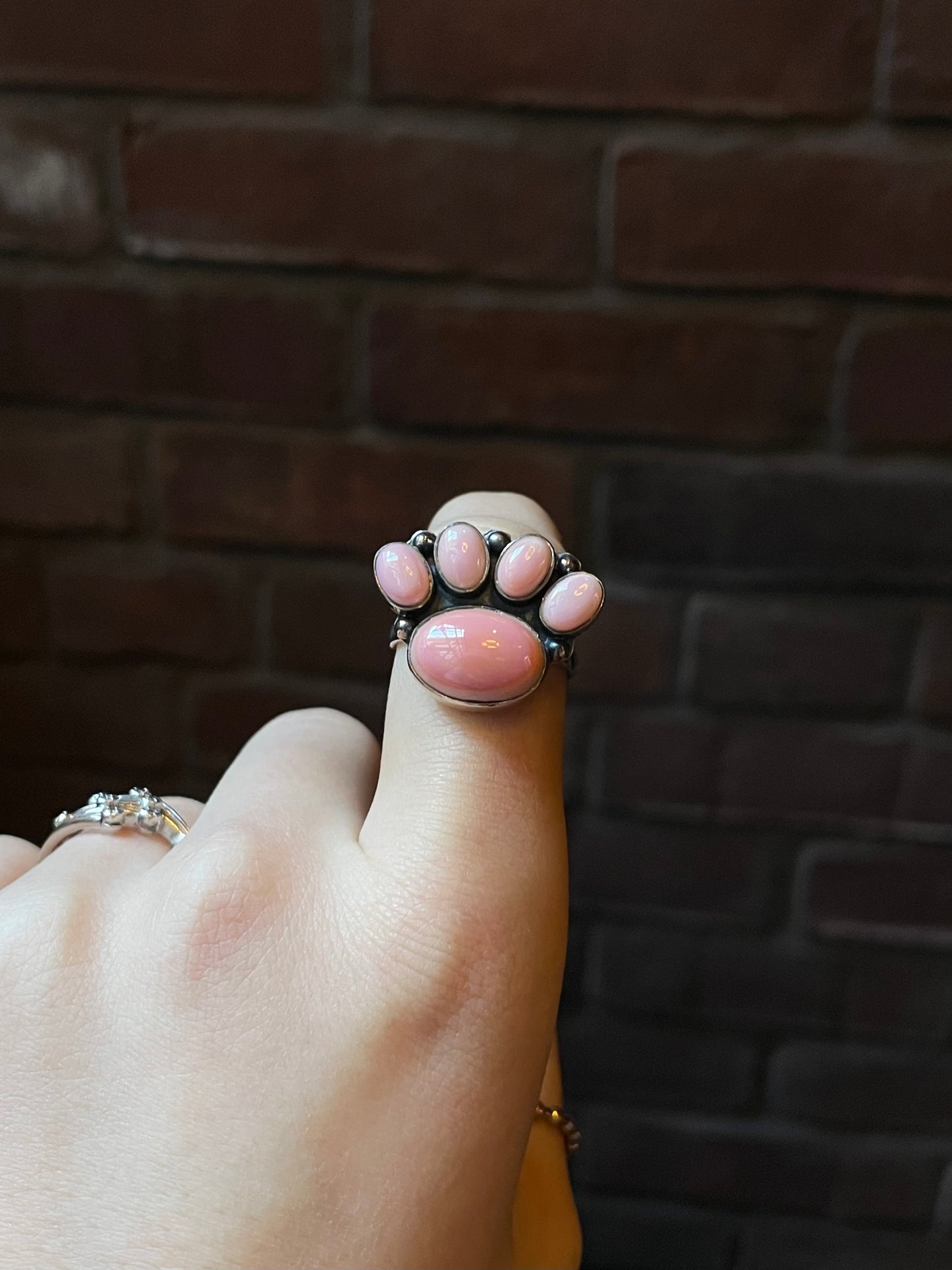 Pink Conch Paw Print Ring Size 9.5 | 925 Sterling Silver E423