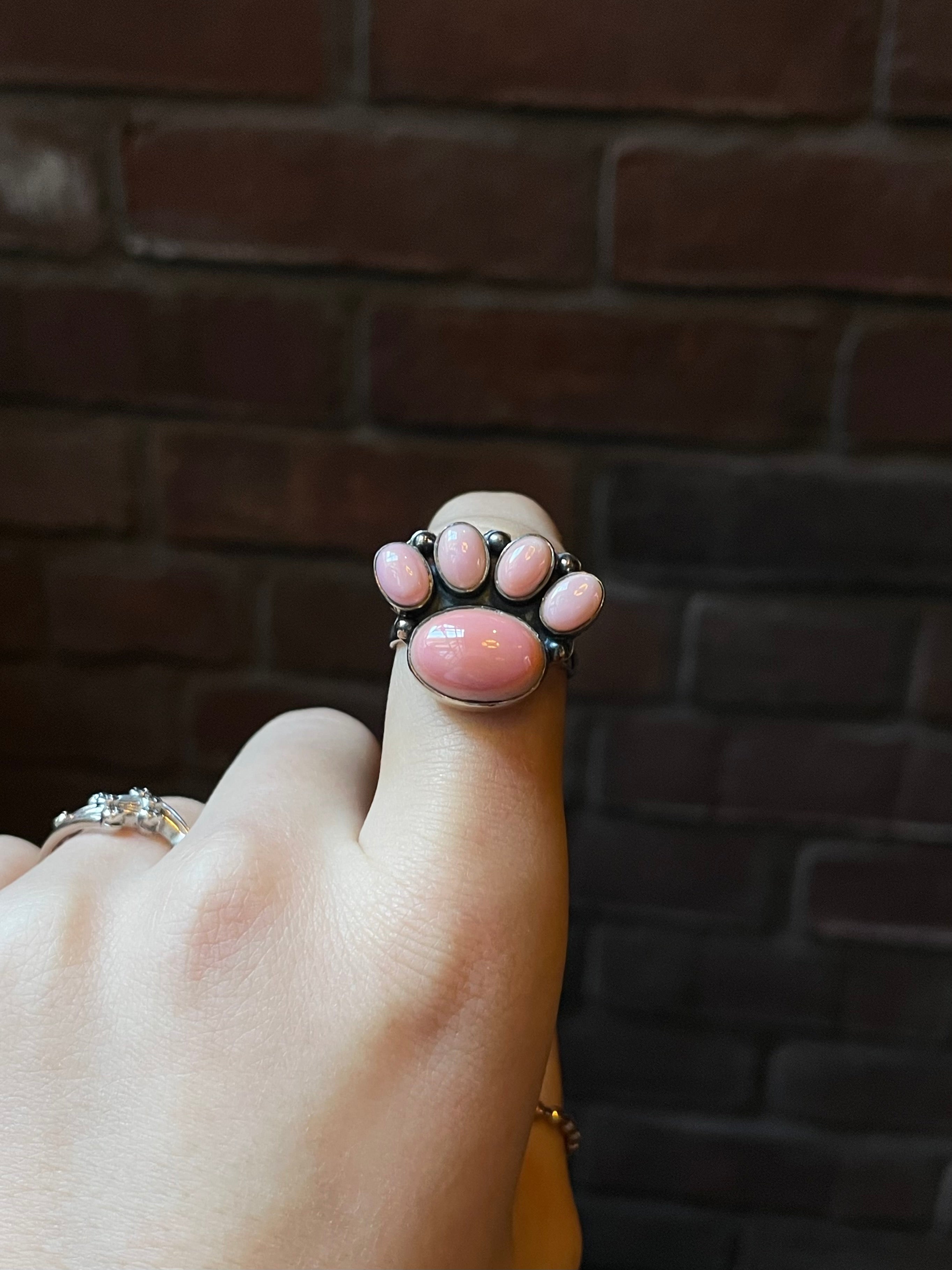 Pink Conch Paw Print Ring Size 9.5 | 925 Sterling Silver E423