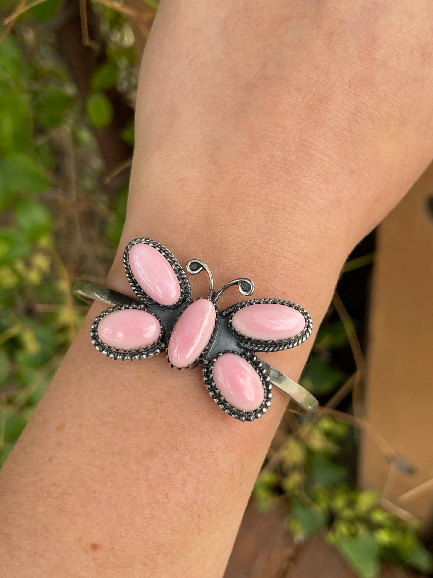 Pink Conch Butterfly Cuff Bracelet | 925 Sterling Silver B985