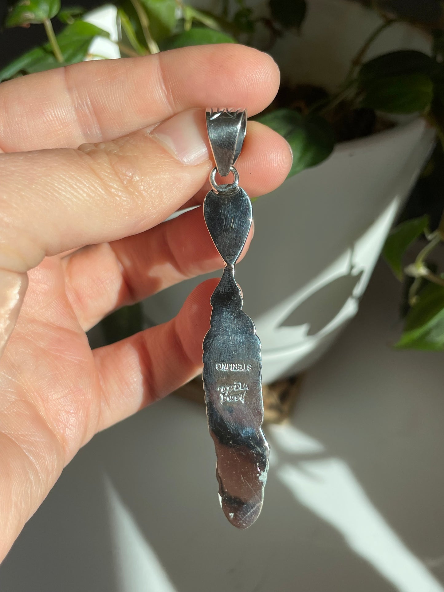 Turquoise Feather Pendant | Sterling Silver 925 B769