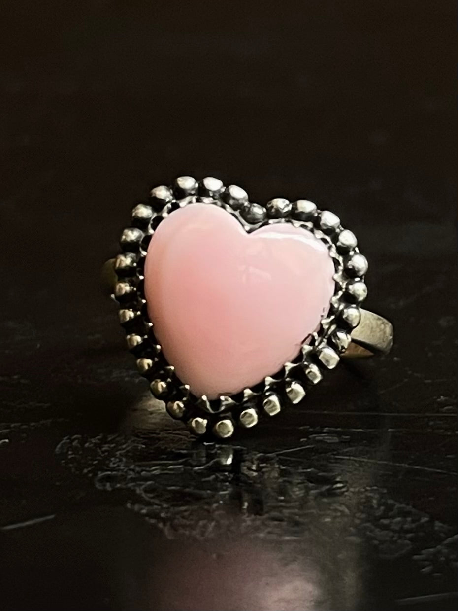 Pink Conch Heart Ring Size 8 | 925 Sterling Silver G143