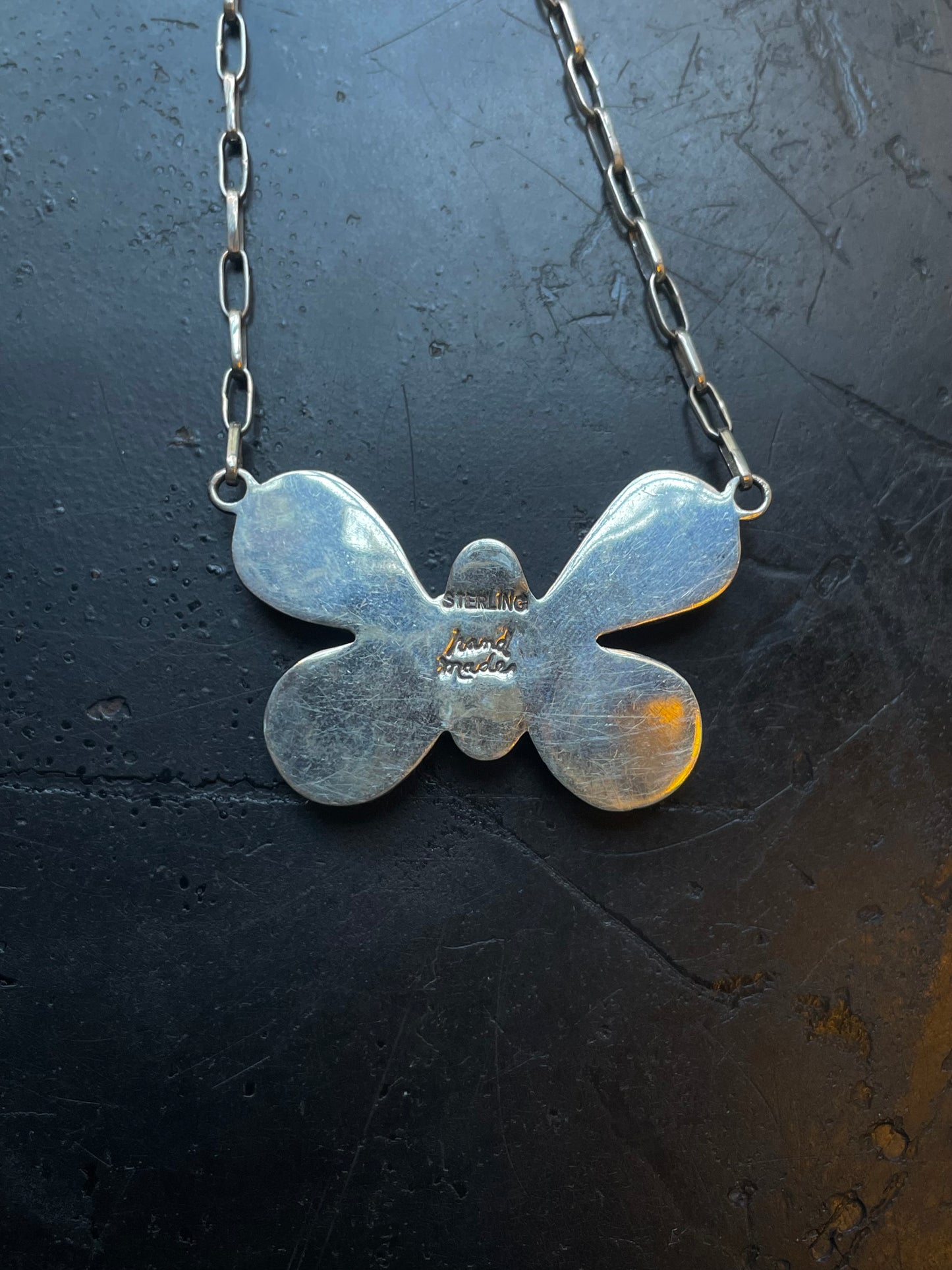 Kingman Turquoise Butterfly Necklace | 925 Sterling Silver E629