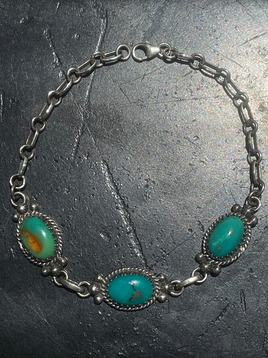 Kingman Turquoise Link Bracelet | Sterling Silver G430