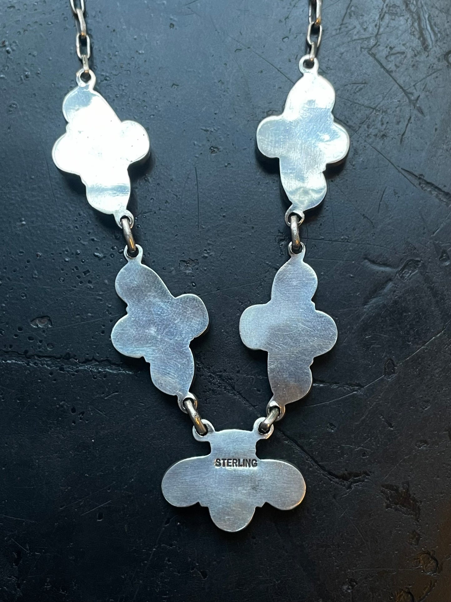Pink Conch Necklace | Floral Cluster Link | 925 Silver E575