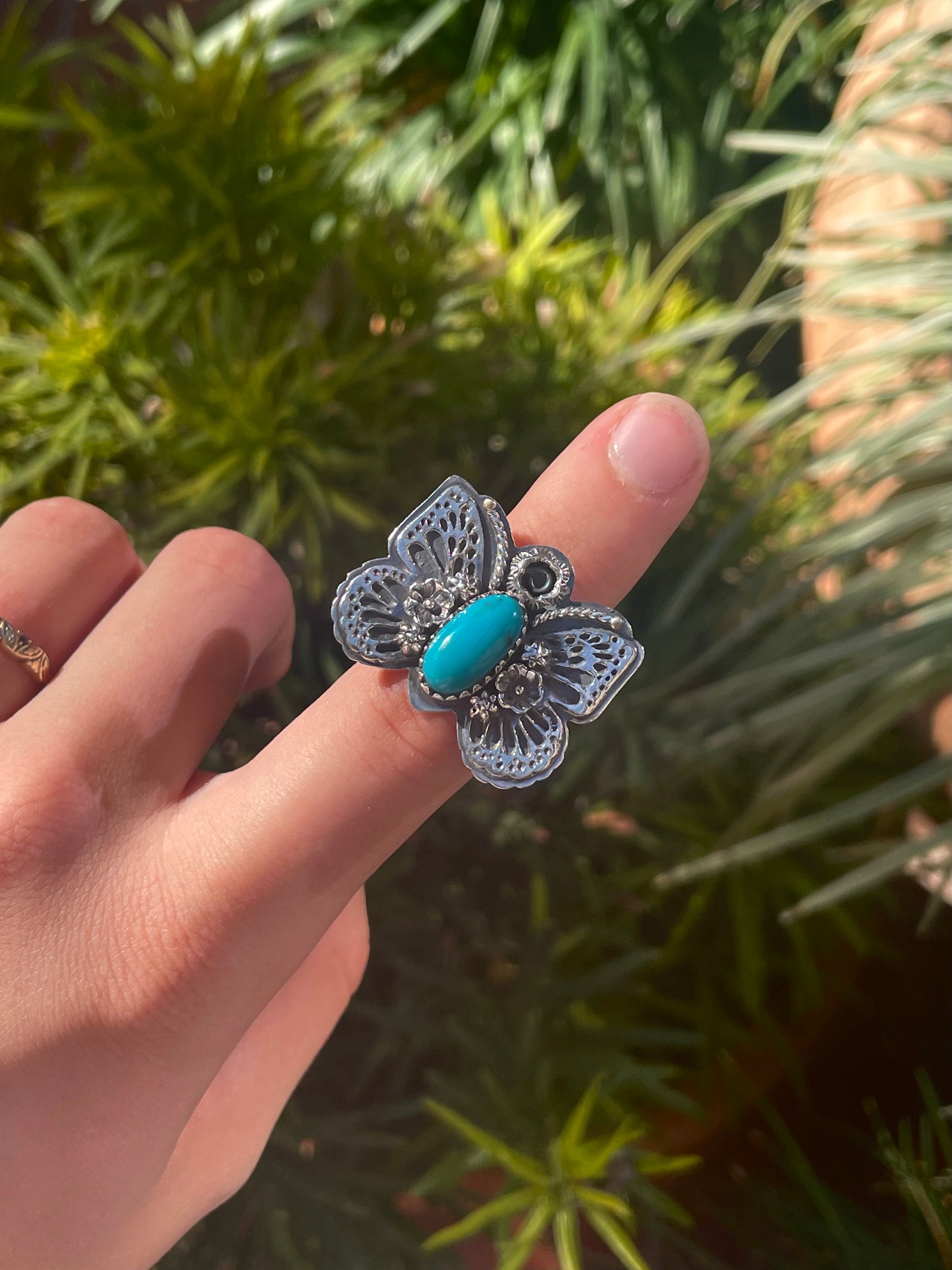 Turquoise Butterfly Ring Size 7.75 | 925 Sterling Silver C875