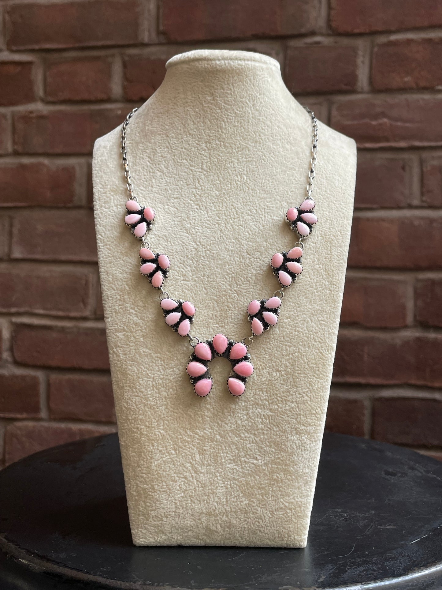 Pink Conch Naja Necklace | Blossom Cluster | 925 Silver E556