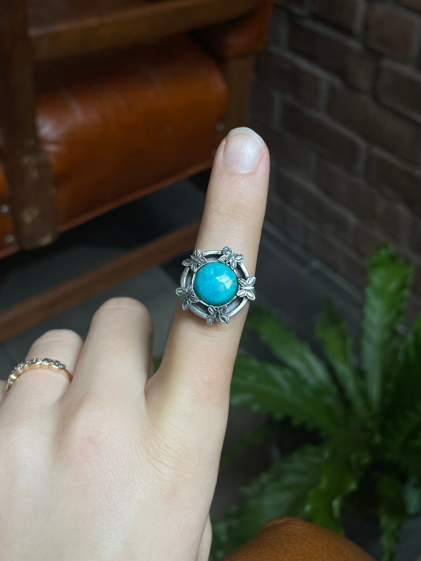Kingman Turquoise Butterfly Ring | Sterling Silver | Size 9 | A298