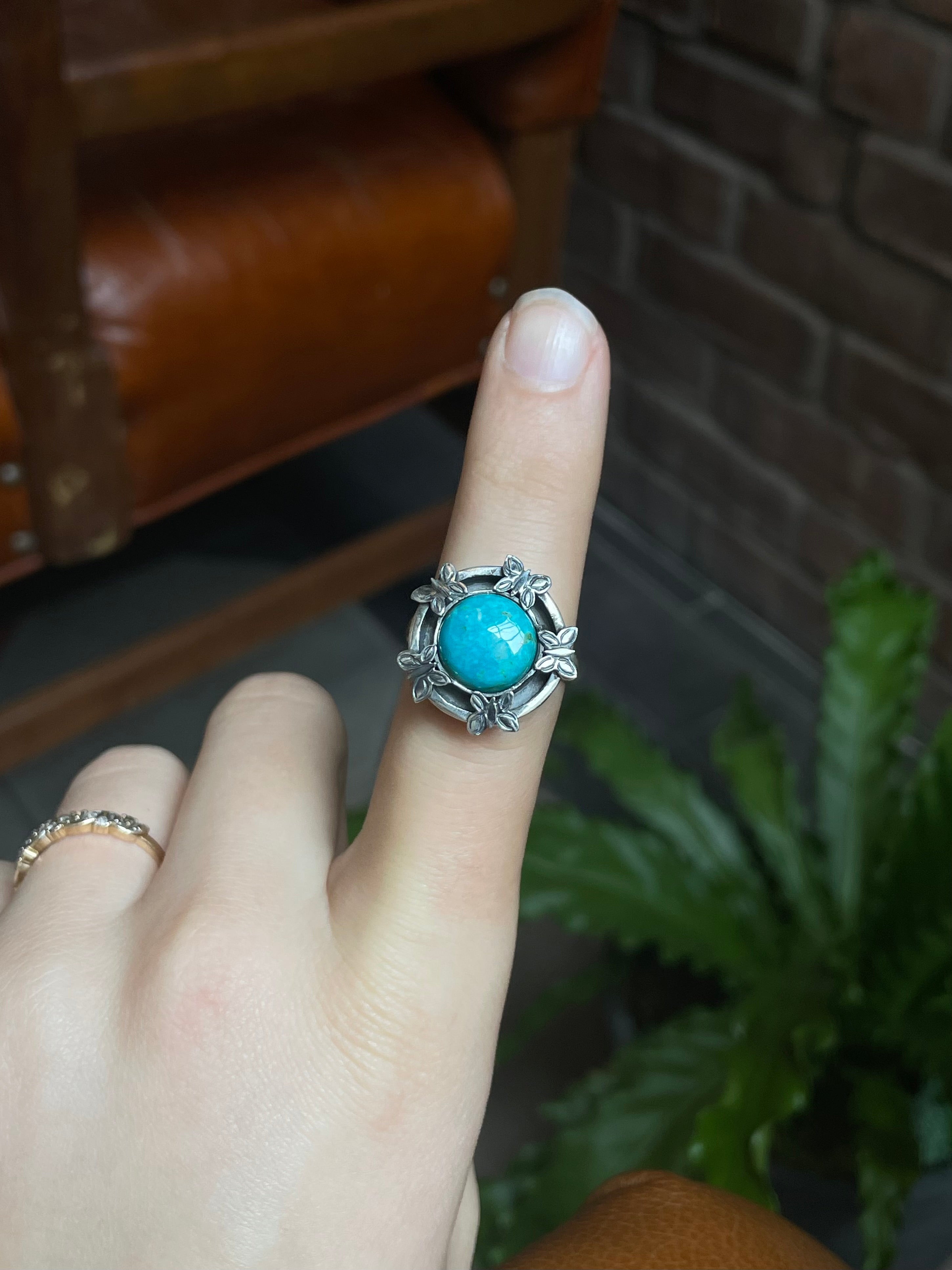 Kingman Turquoise Butterfly Ring | Sterling Silver | Size 9 | A298