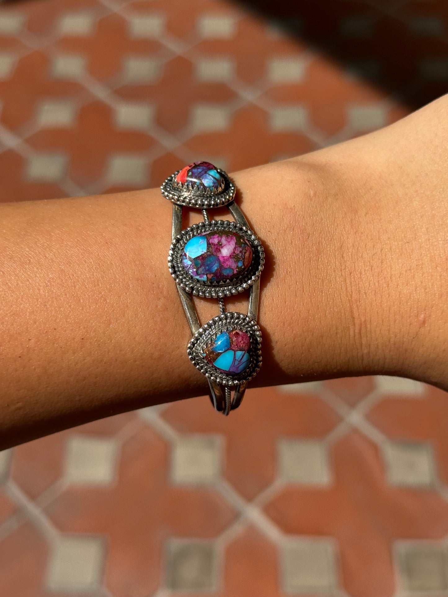 Dahlia Heart Cuff Bracelet | 925 Sterling Silver Floral VAD11