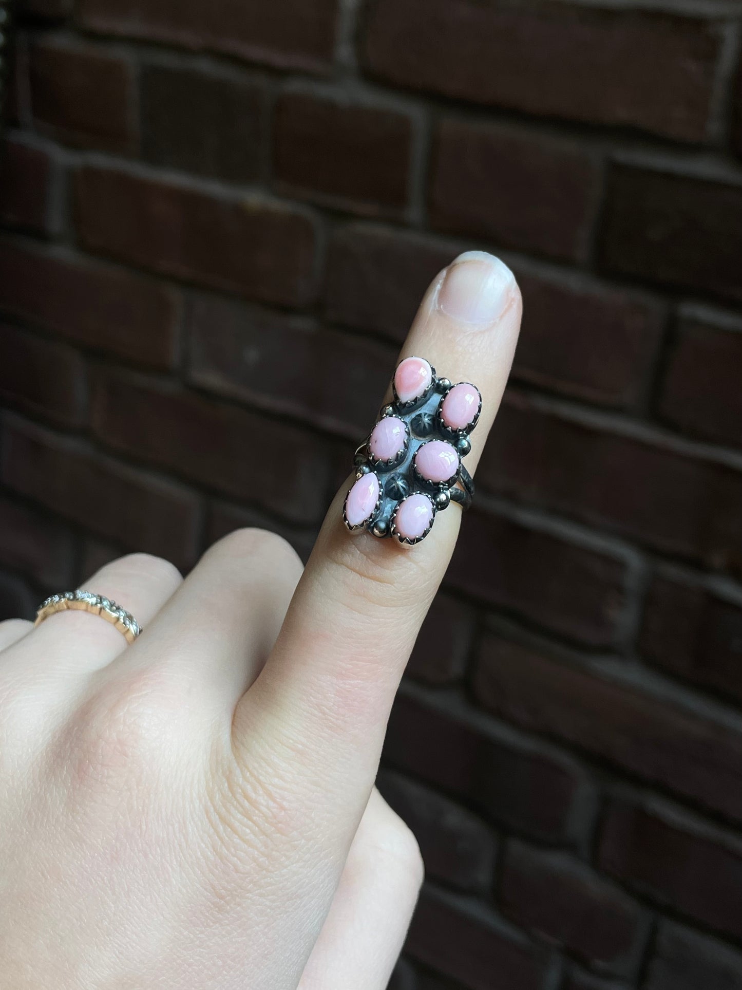 Pink Conch Bar Ring Size 6 | 925 Sterling Silver Southwest E114