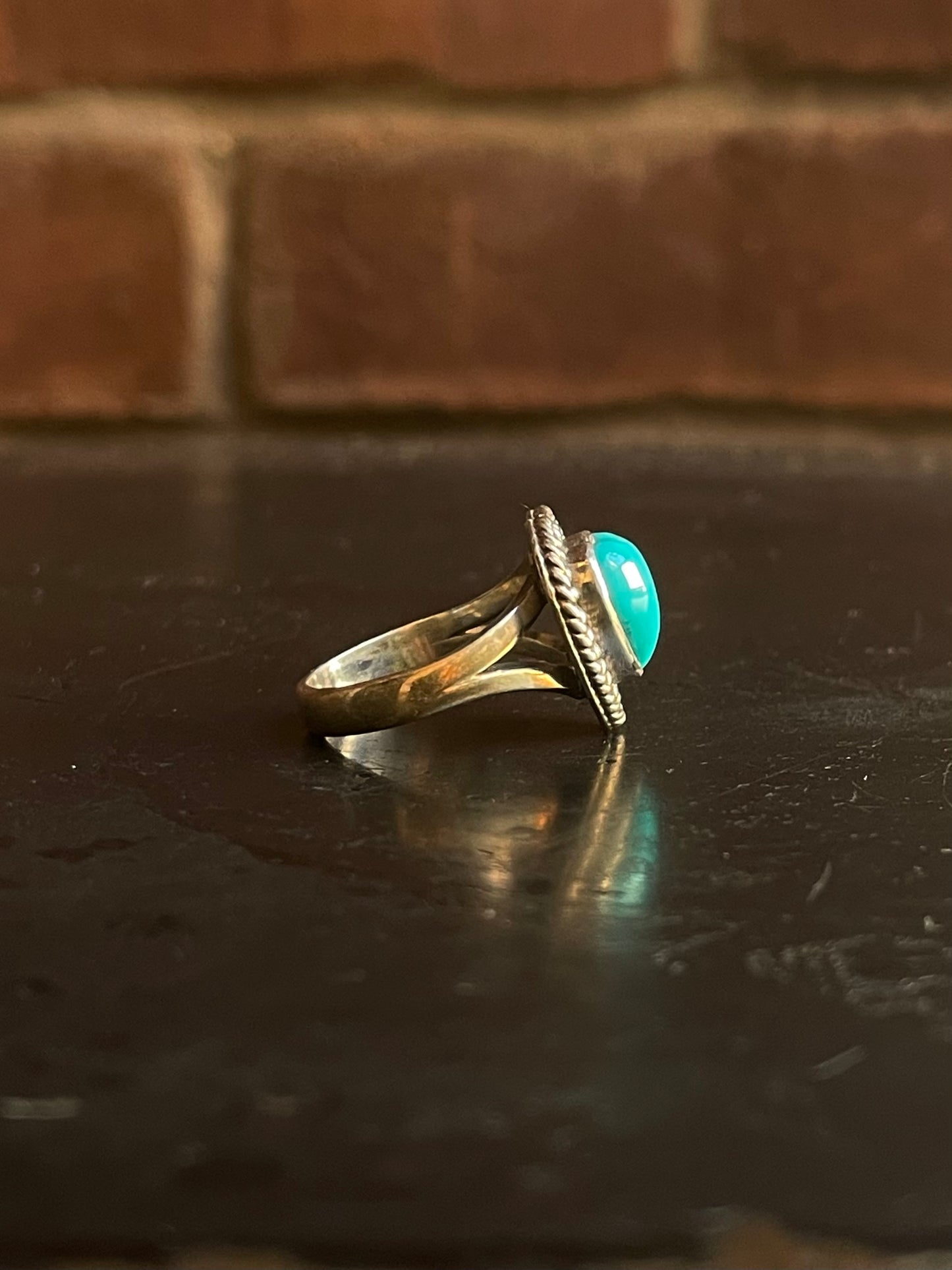 Kingman Turquoise Heart Ring | Sterling Silver | Size 6.5 G344